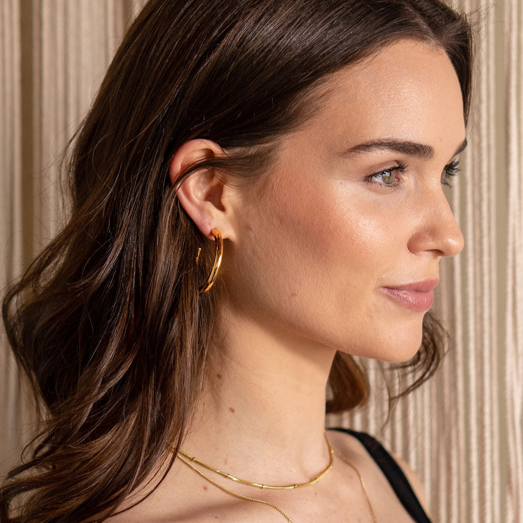 24K Gold 37mm Tube Hoops