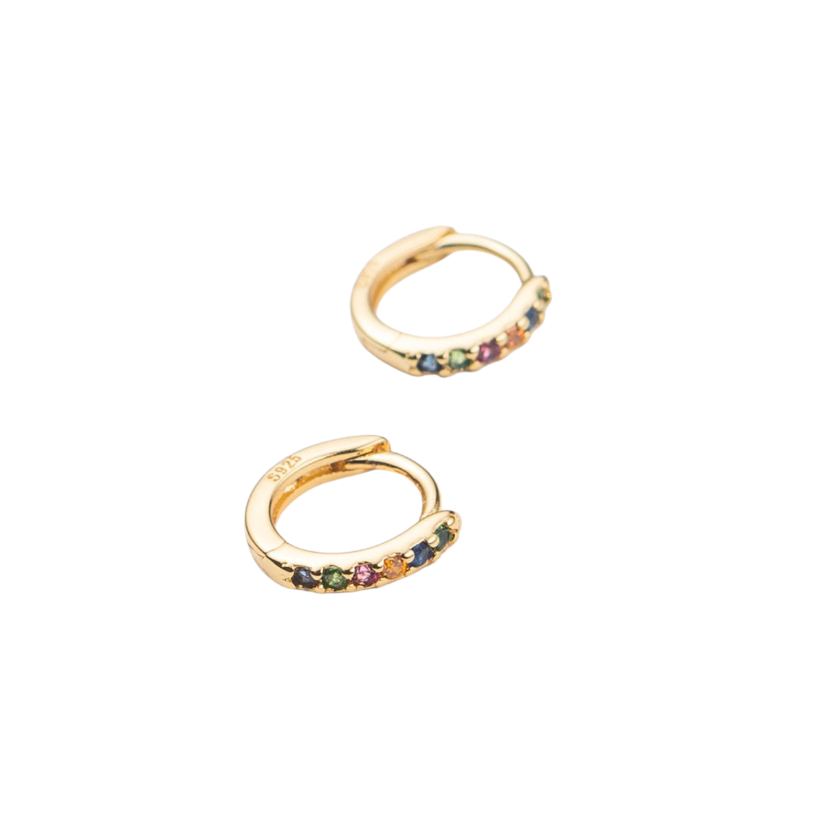 18K Gold Multi-Colored Crystal Huggies