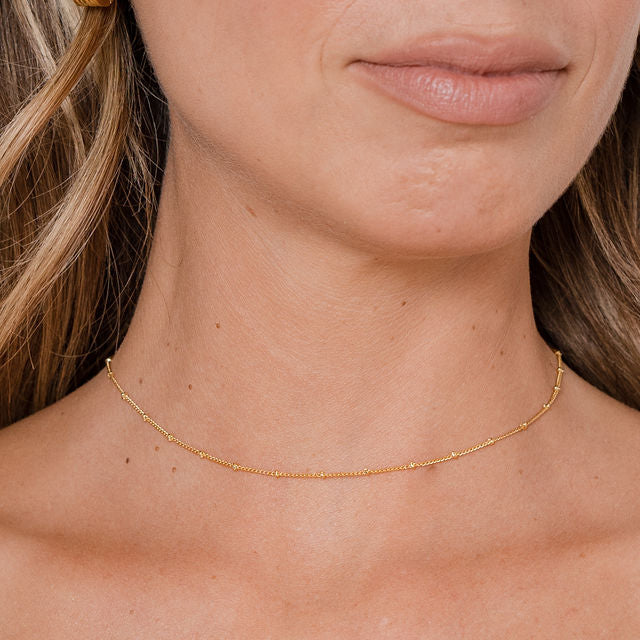 18K Gold Dotted Chain Choker