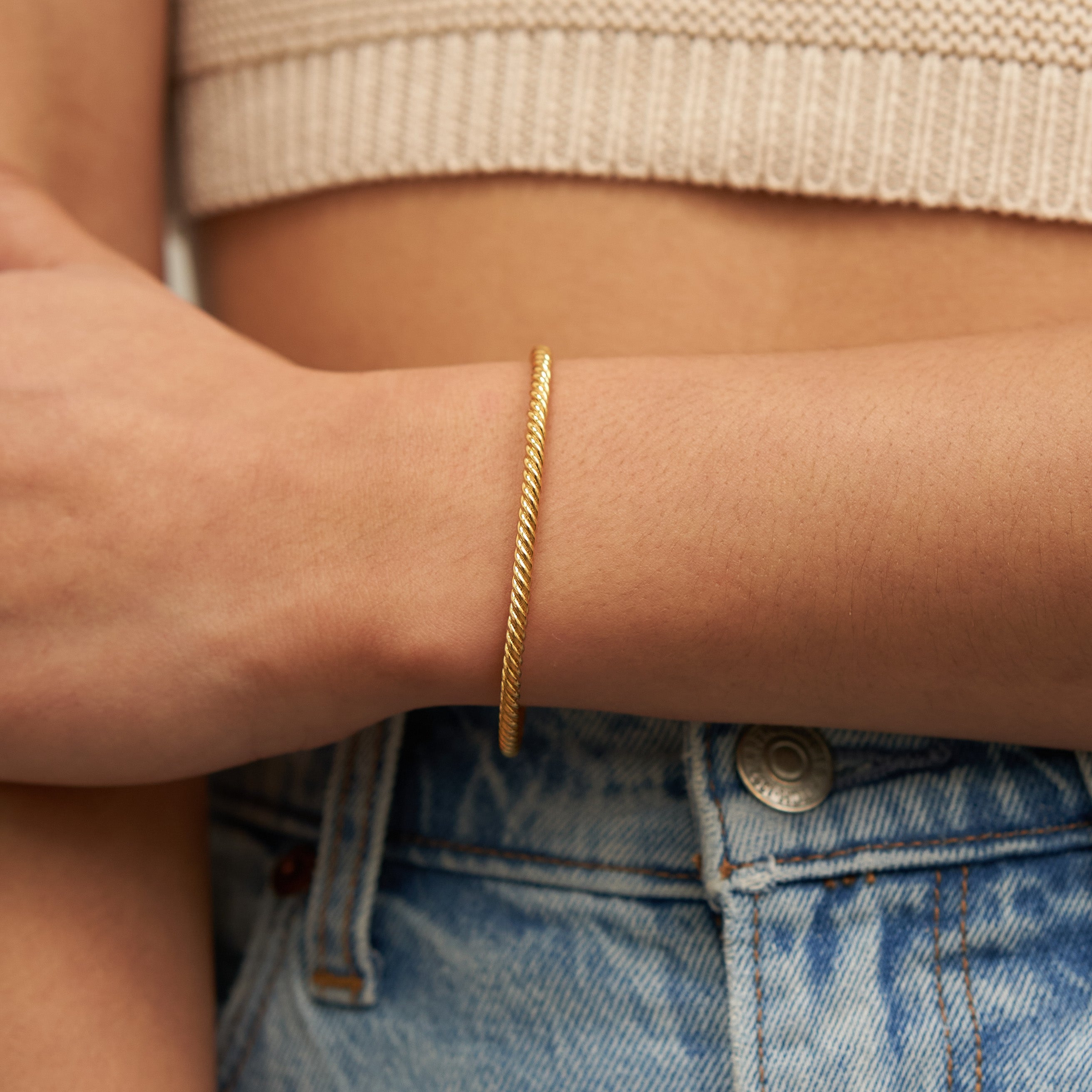 24K Gold Twisted Mini Bangle