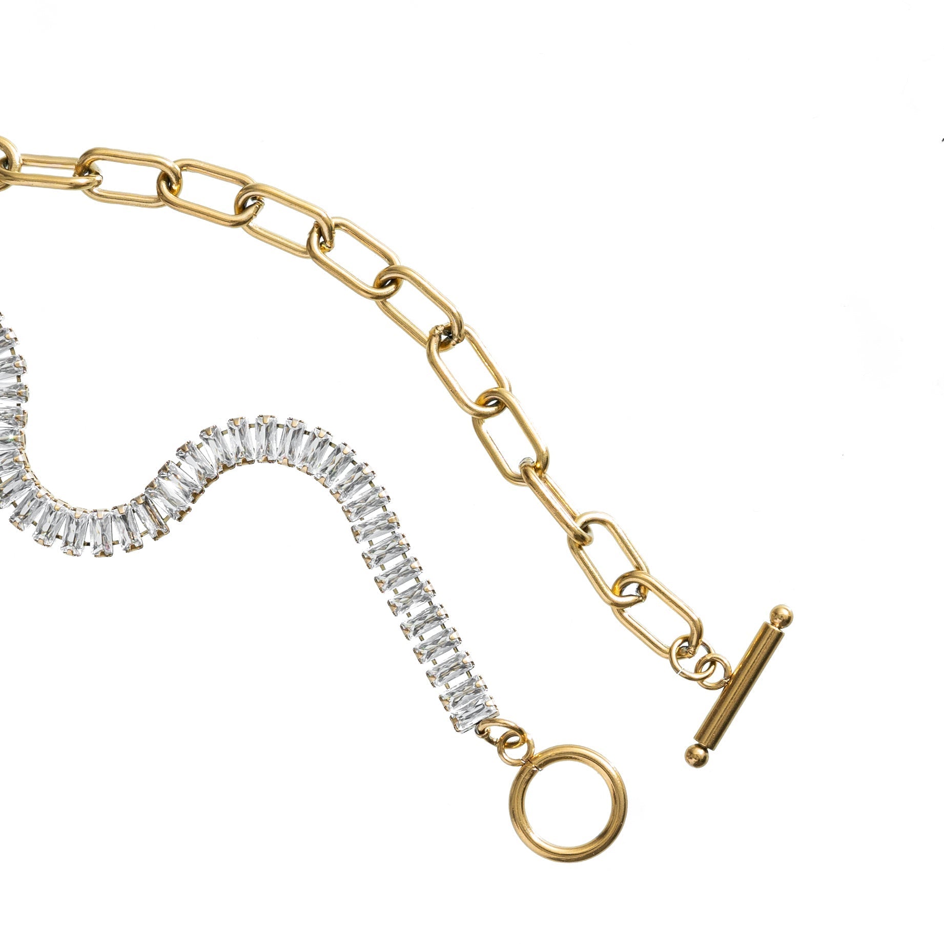 Waterproof Gold Tennis and Paperclip Choker