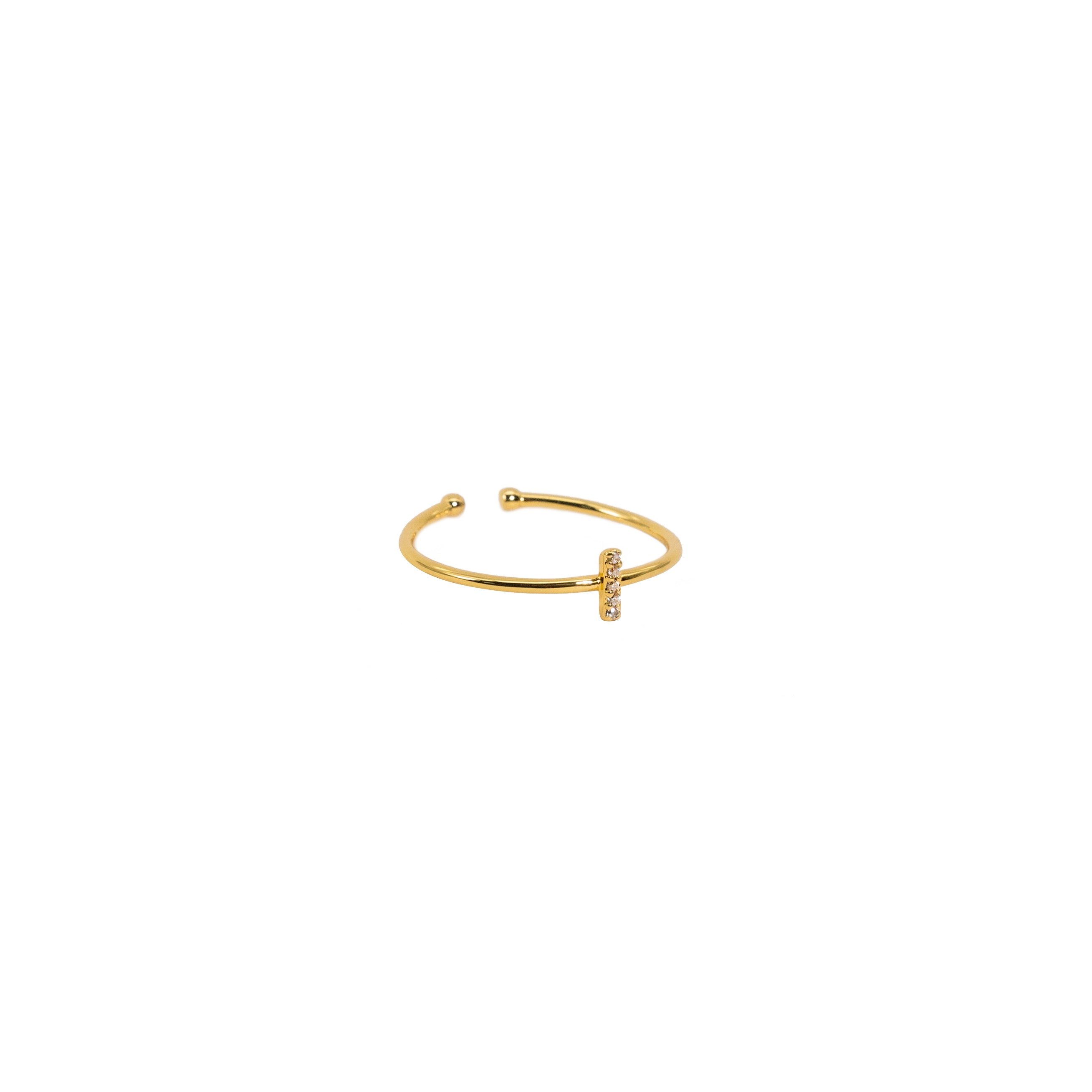 18K Gold Shiny Adjustable Initial Ring