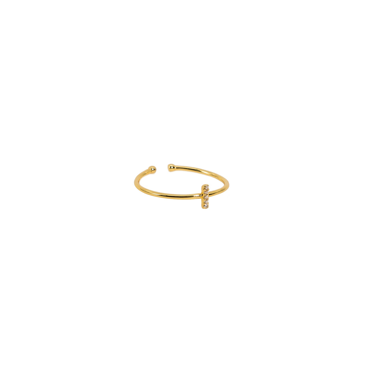 18K Gold Shiny Adjustable Initial Ring