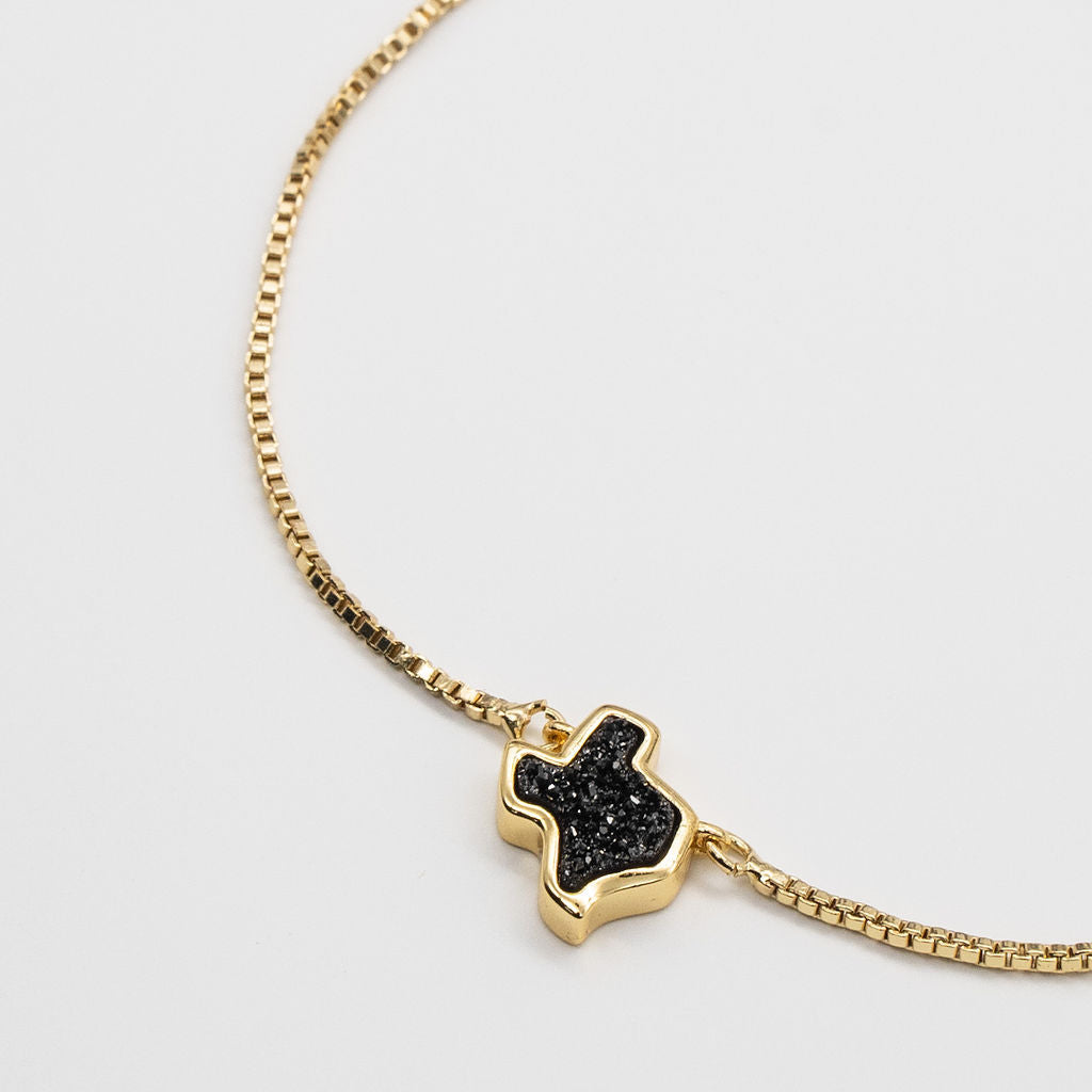 18K Gold Texas Druzy Bracelet in Black
