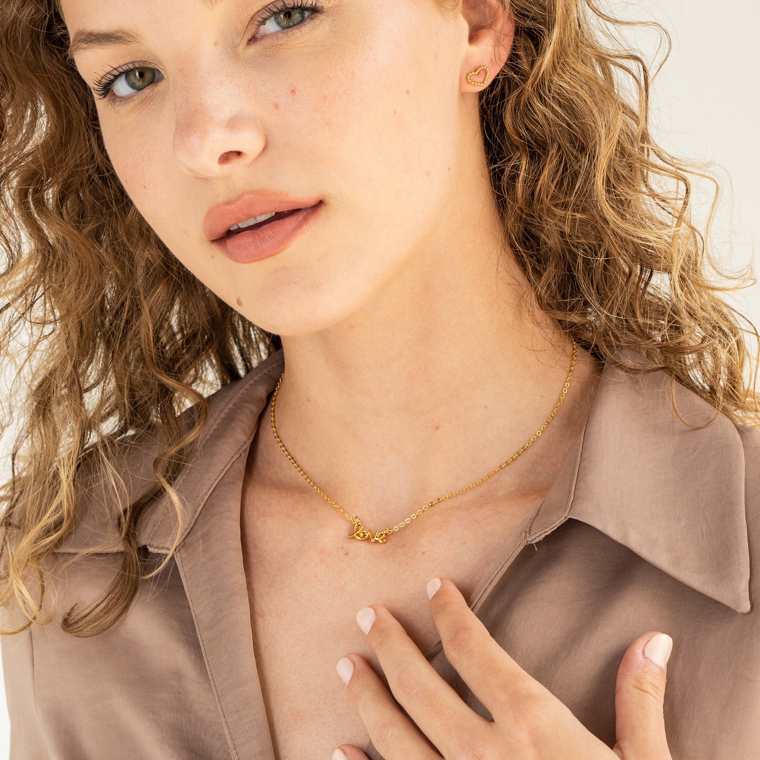 24K Gold Heart Drop Studs