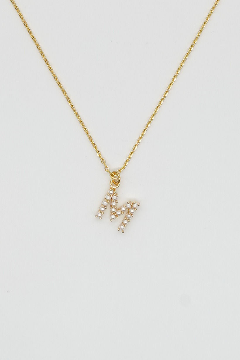 Dainty Love Pearl Initial Necklace