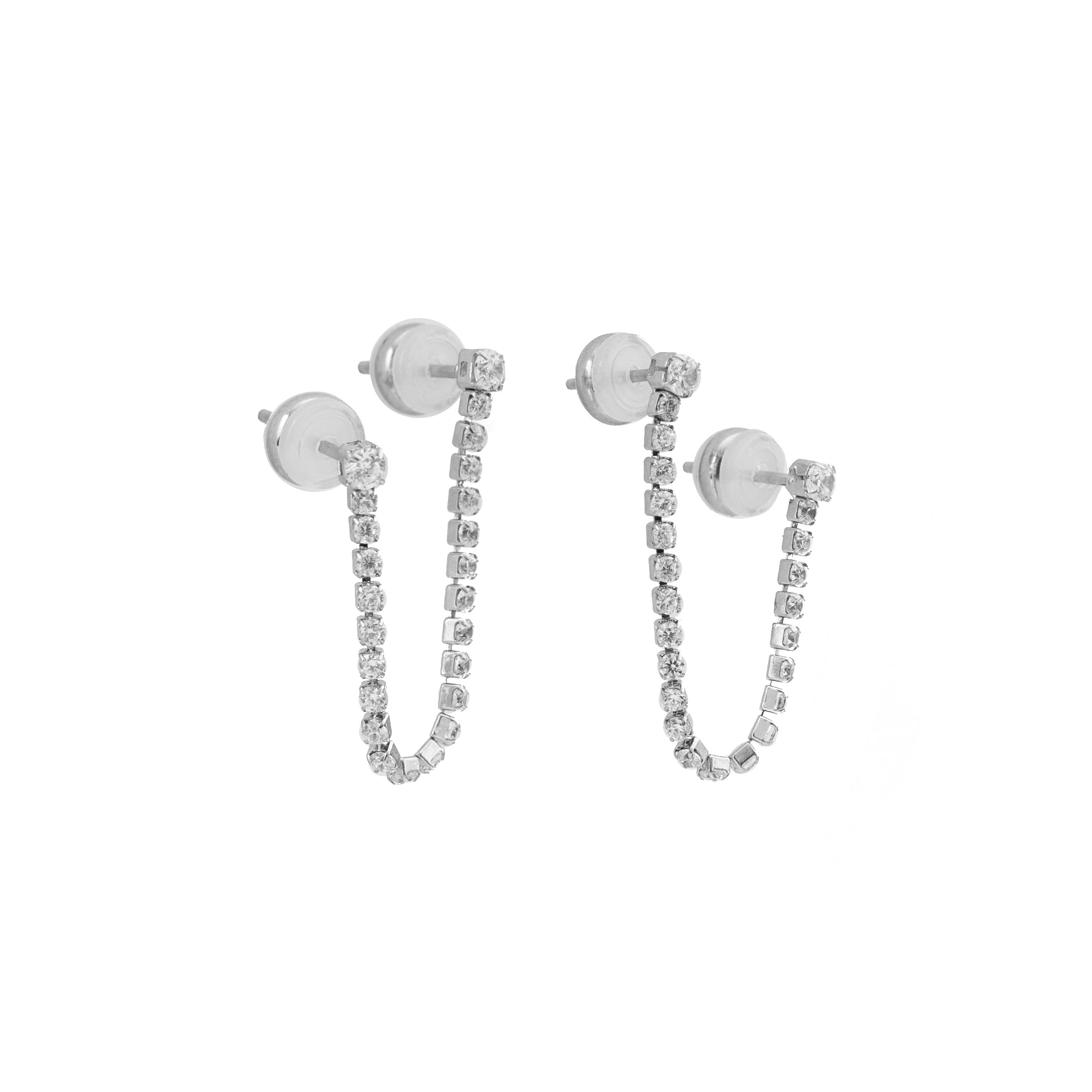Waterproof Silver Tennis Double Studs