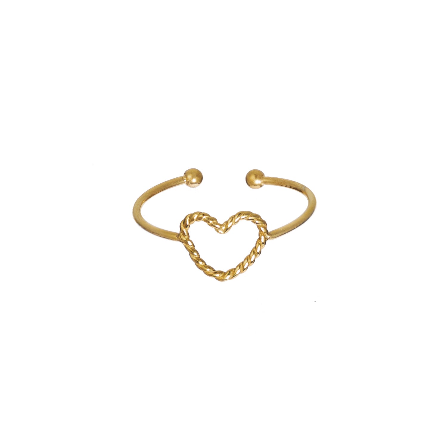 Waterproof Gold Mini Twisted Heart Ring