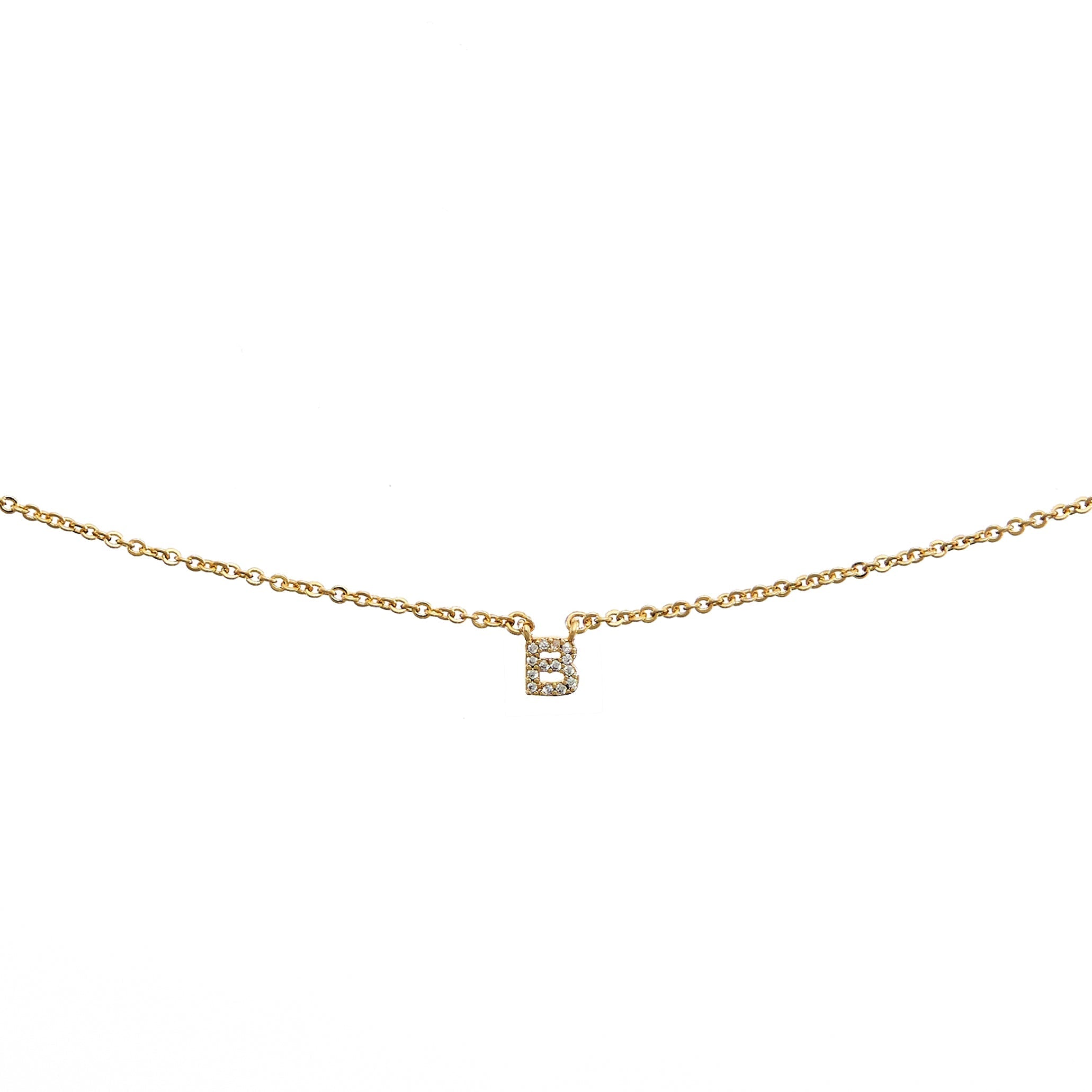 18K Gold Dainty Shiny Initial Necklace