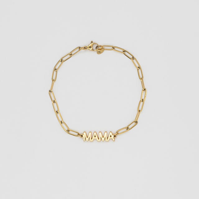 24K Gold Mama Paperclip Bracelet