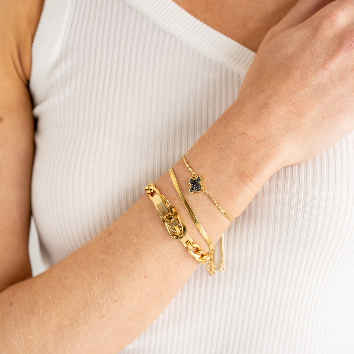 18K Gold Texas Druzy Bracelet in Silver