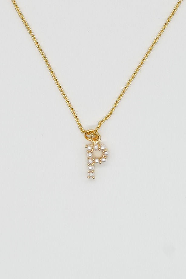Dainty Love Pearl Initial Necklace