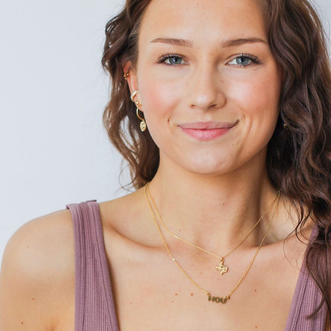 24K Gold Hammered Texas Pendant Necklace