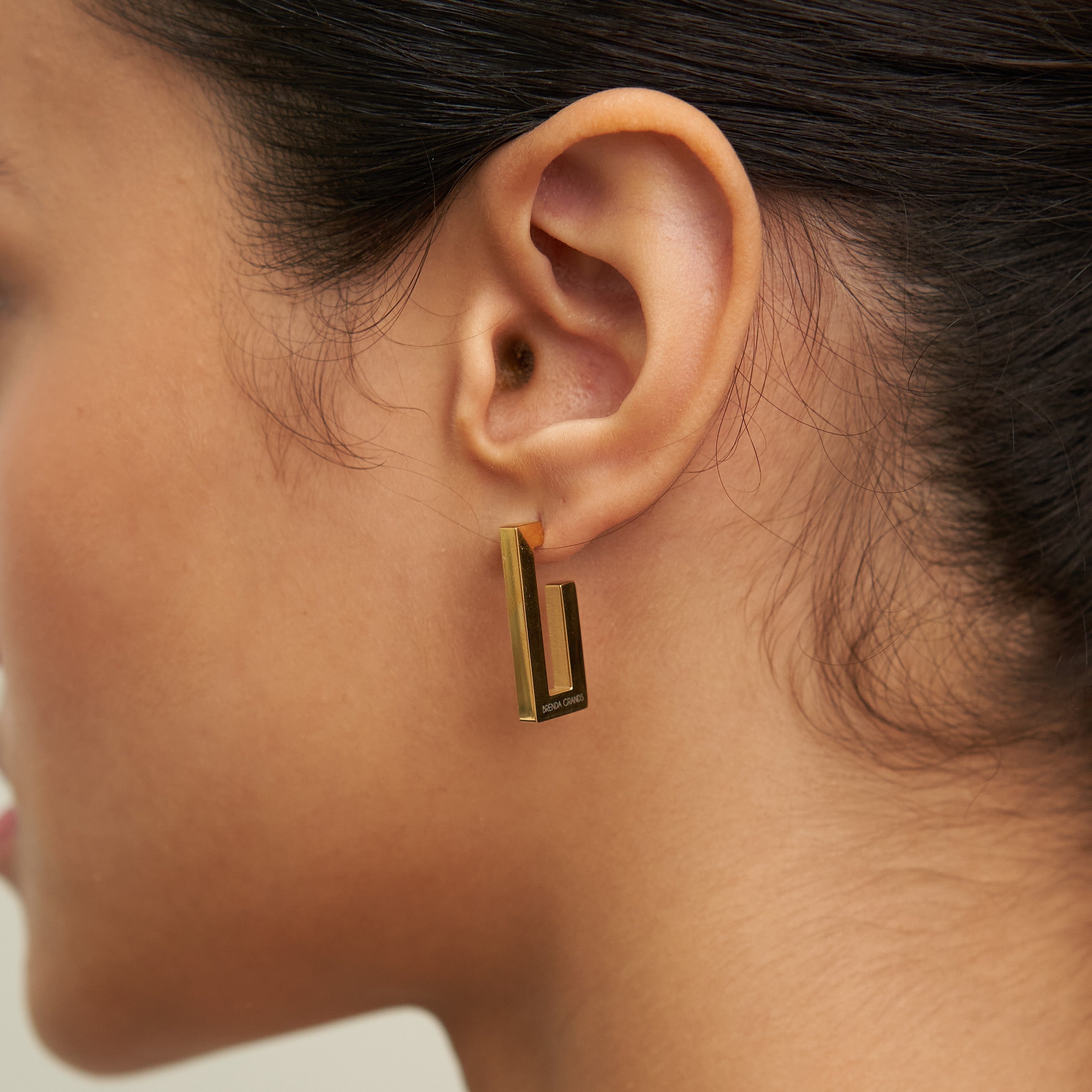 Waterproof Gold Rectanglular Hoops