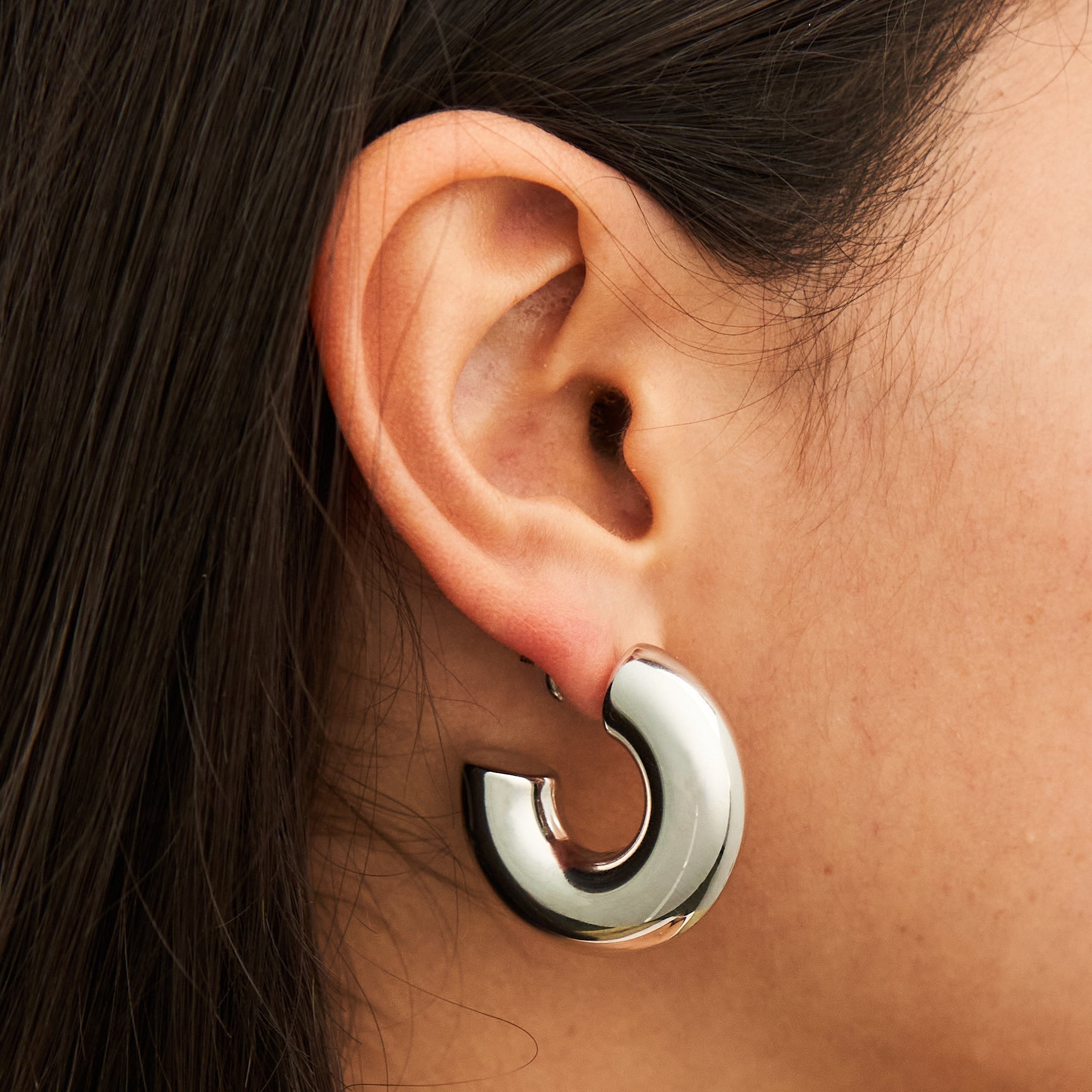 Waterproof Silver Bubble Hoops