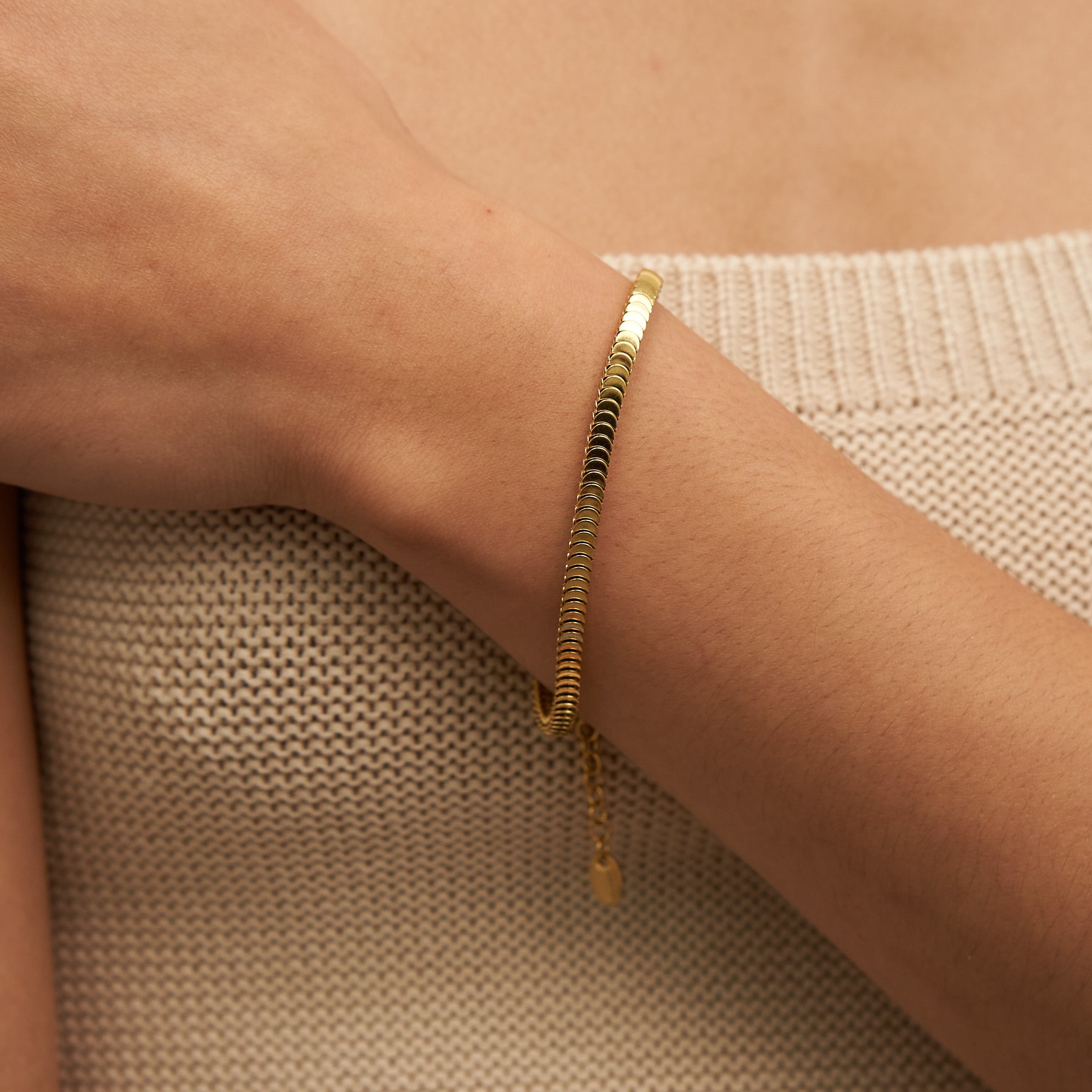 Waterproof Gold Accordion Chain Bracelet