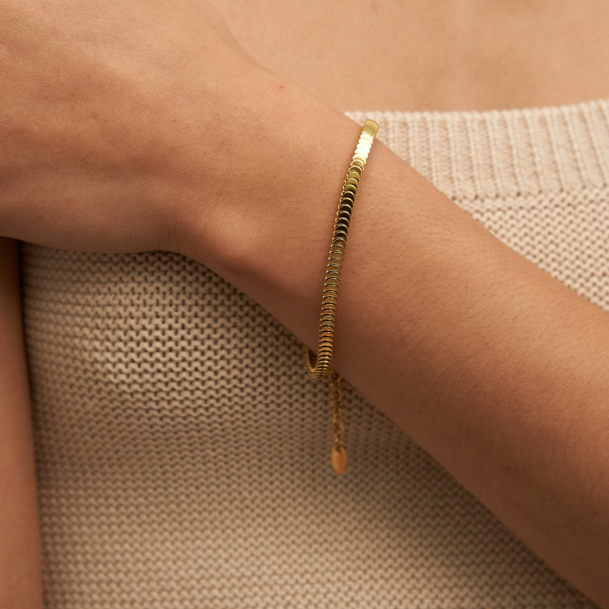 Waterproof Gold Accordion Chain Bracelet