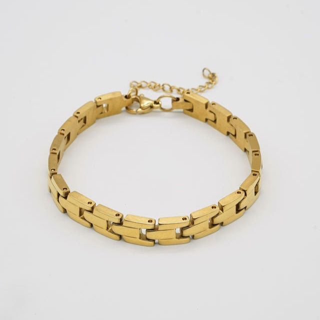 18K Gold Square Link Bracelet