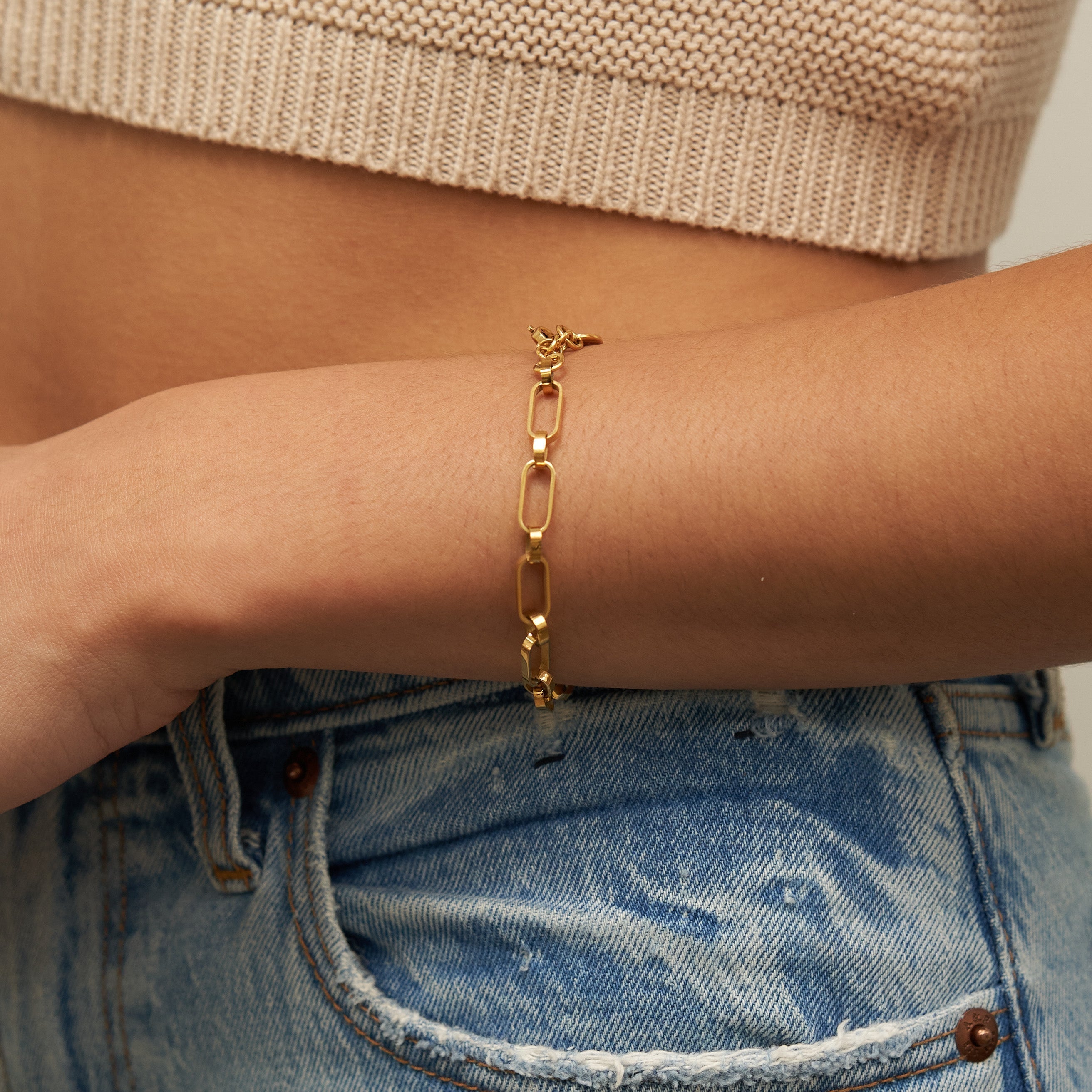 Waterproof Gold Oval Links Bracelet