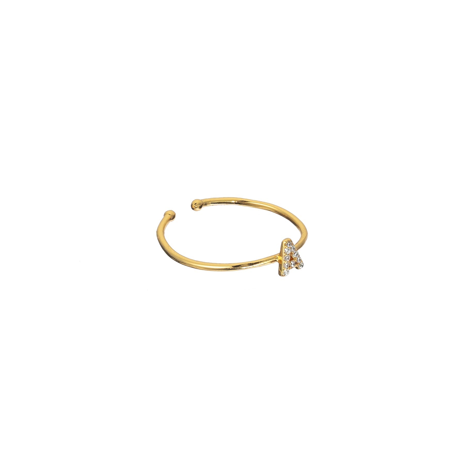 18K Gold Shiny Adjustable Initial Ring
