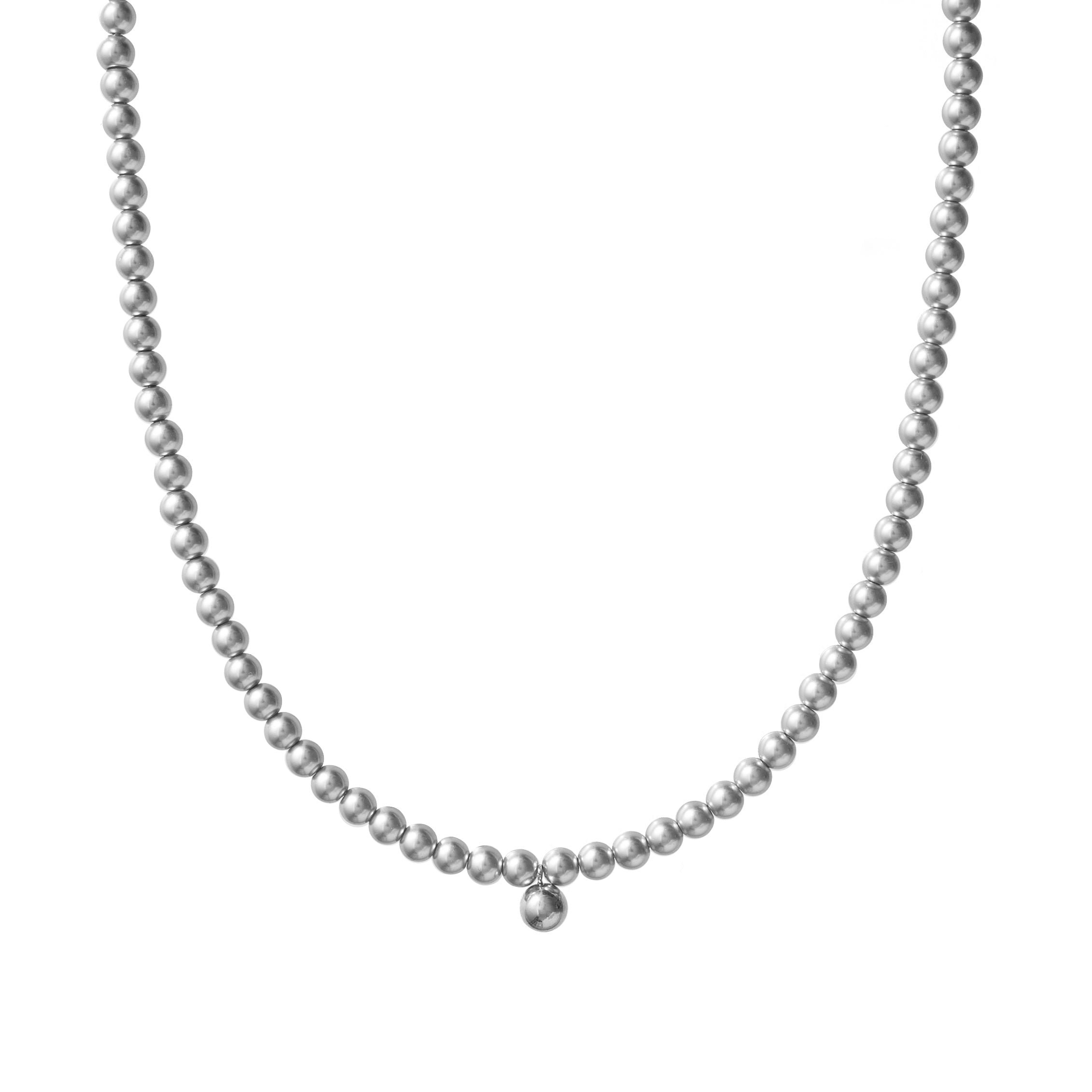 Waterproof Silver Pearls Necklace