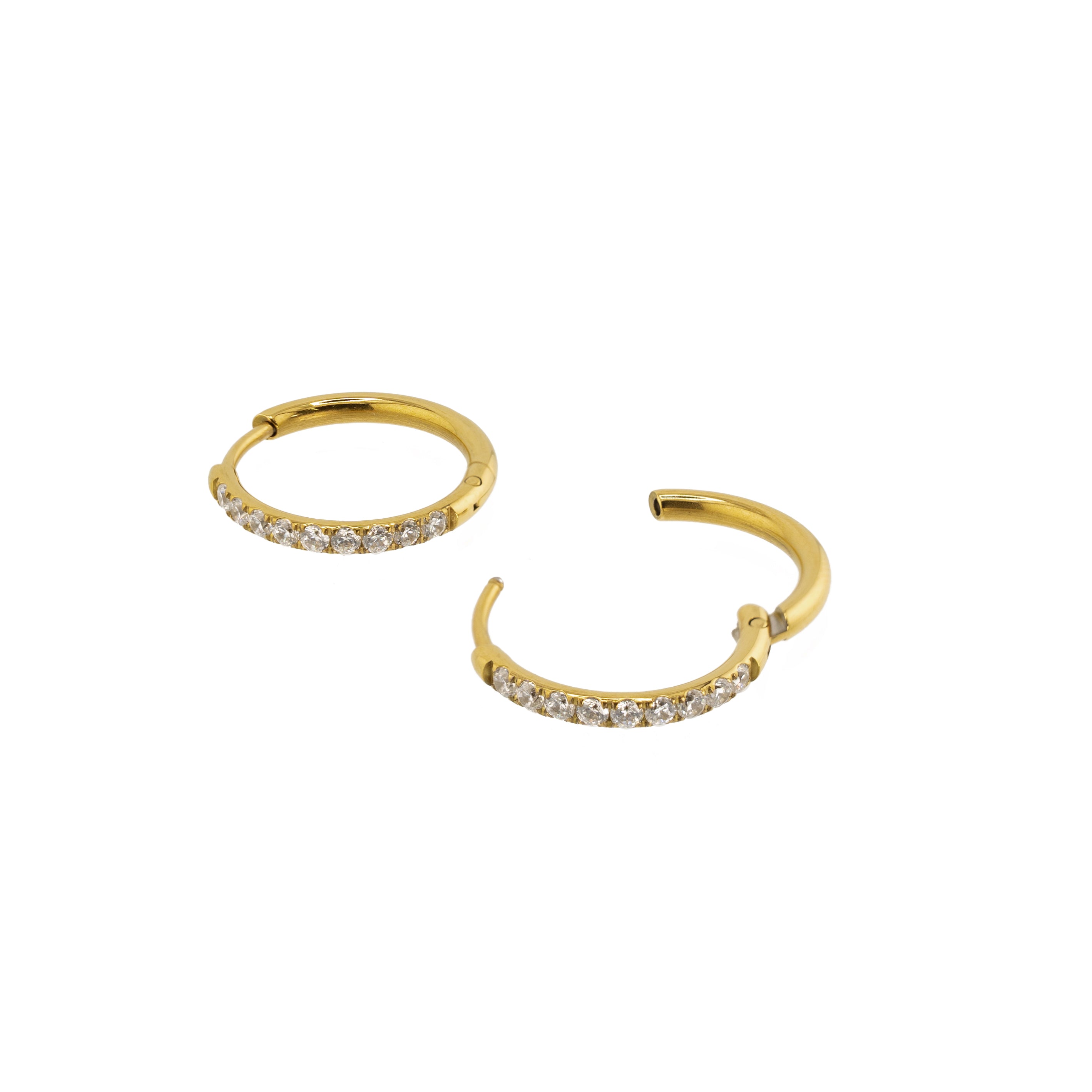 Waterproof Gold 18mm Diamond Hoops