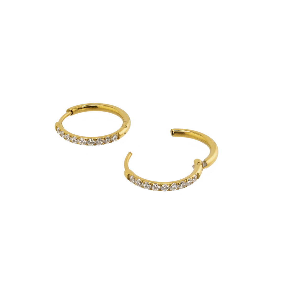 Waterproof Gold 18mm Round Brilliant Hoops