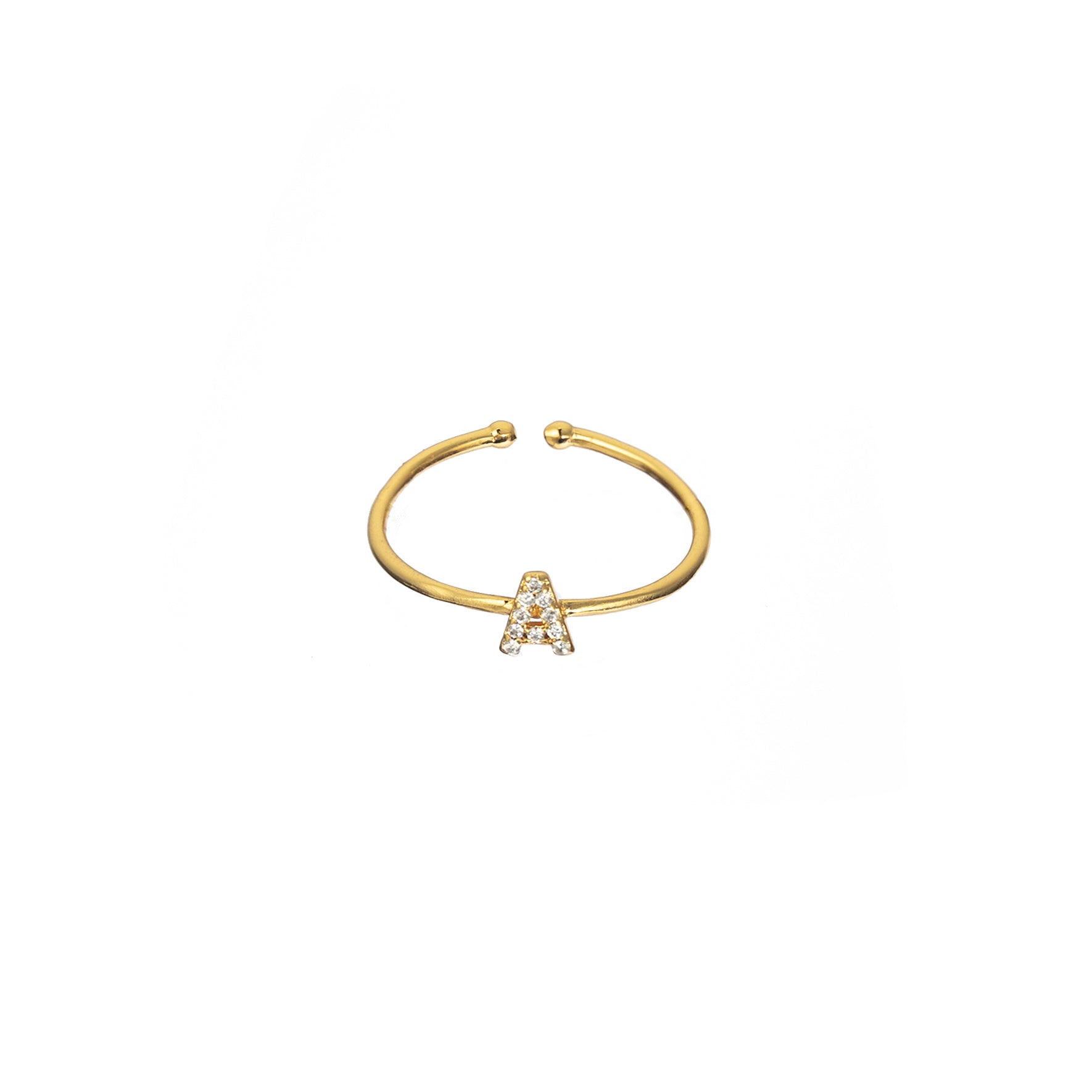 18K Gold Shiny Adjustable Initial Ring