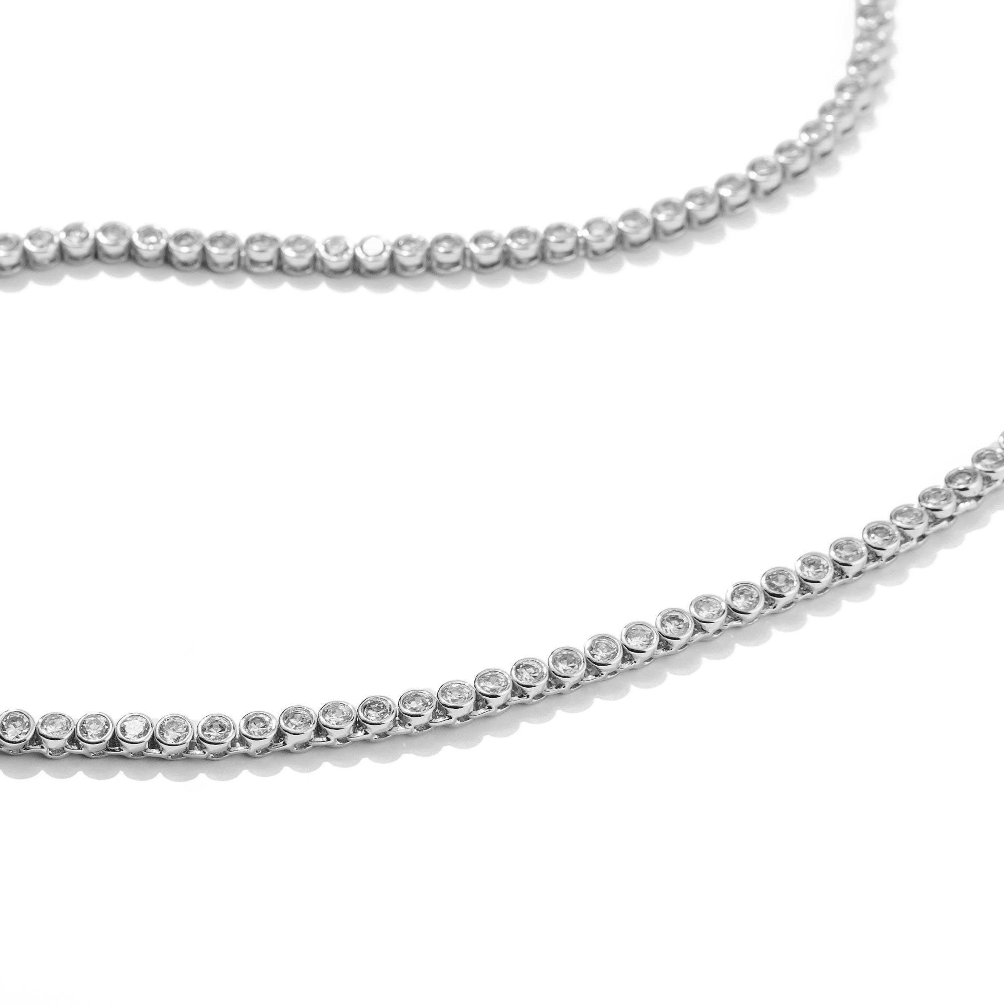 Demi-Fine Silver Diamond Tennis Necklace