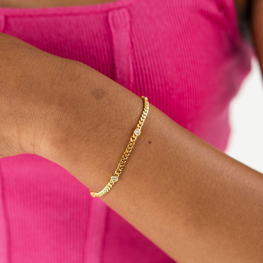 18K Gold Dainty CZ Bracelet