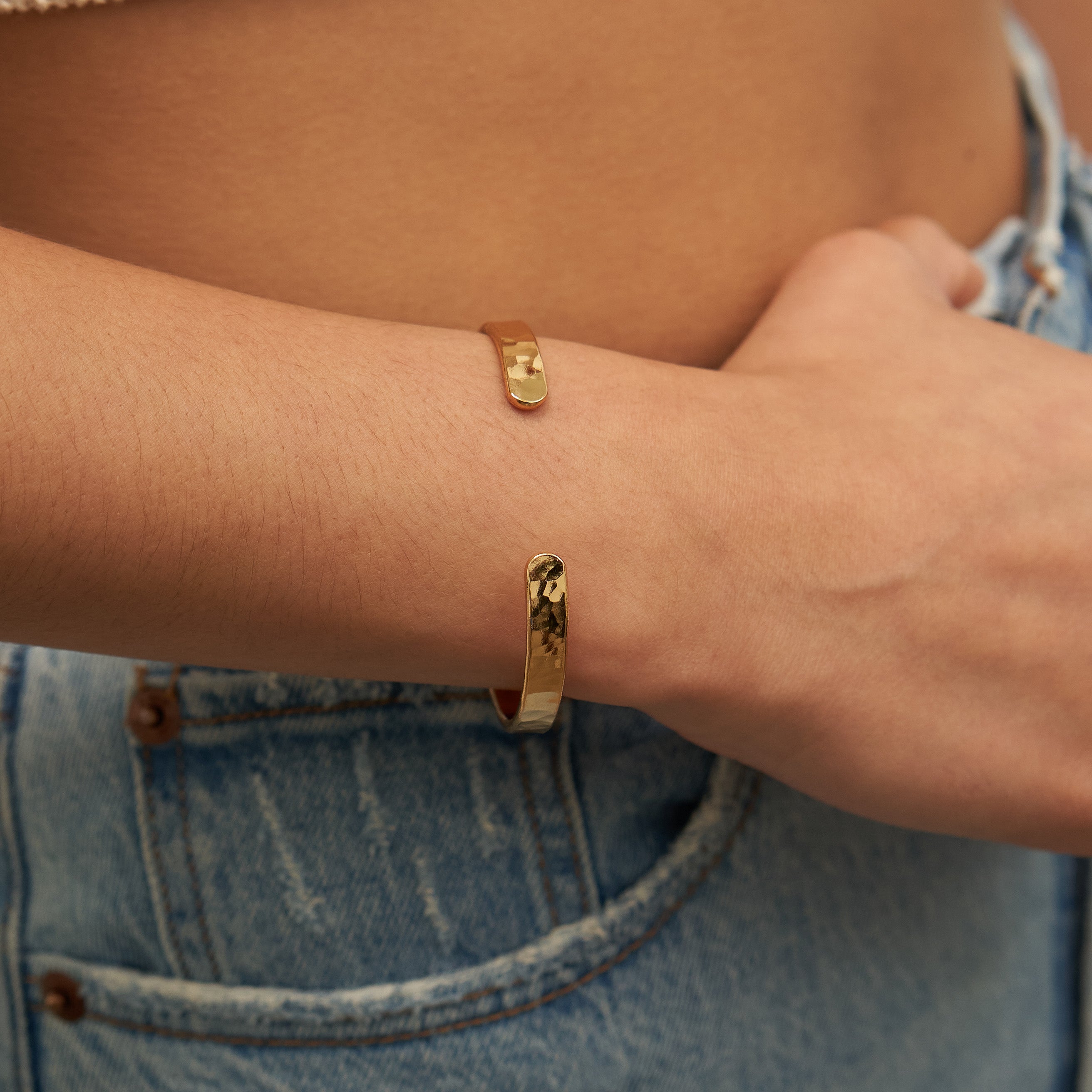 24K Gold Hammered Bangle