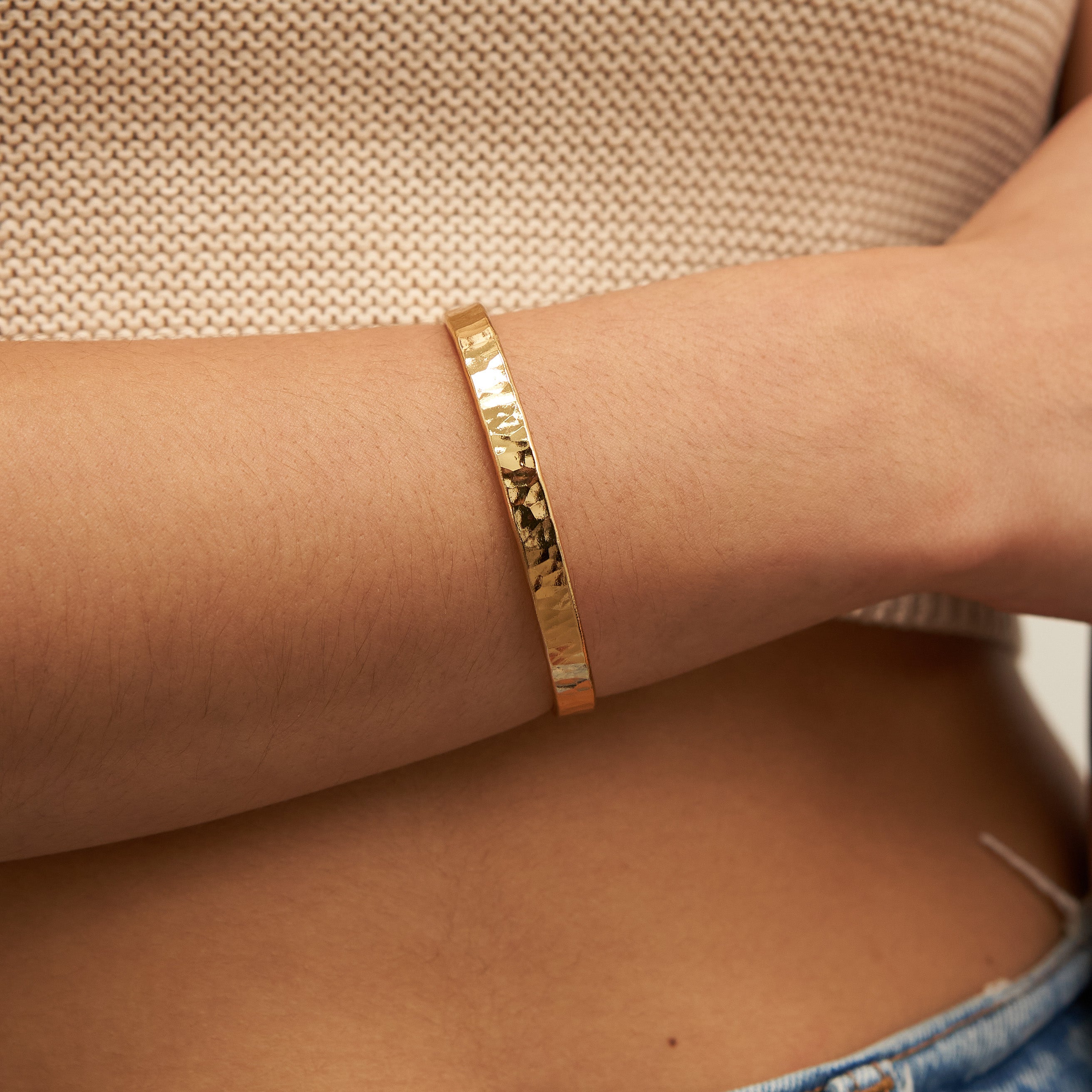 24K Gold Hammered Bangle