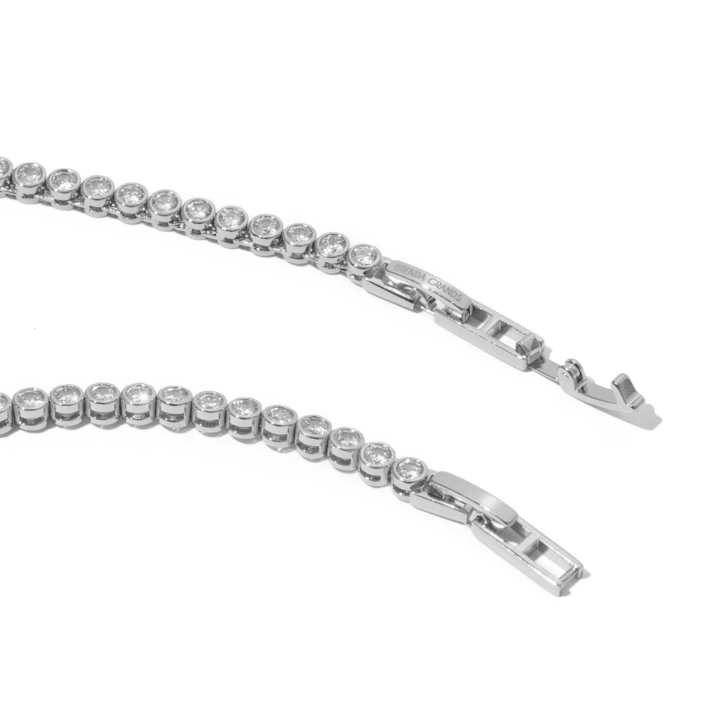 Demi-Fine Silver Diamond Tennis Necklace