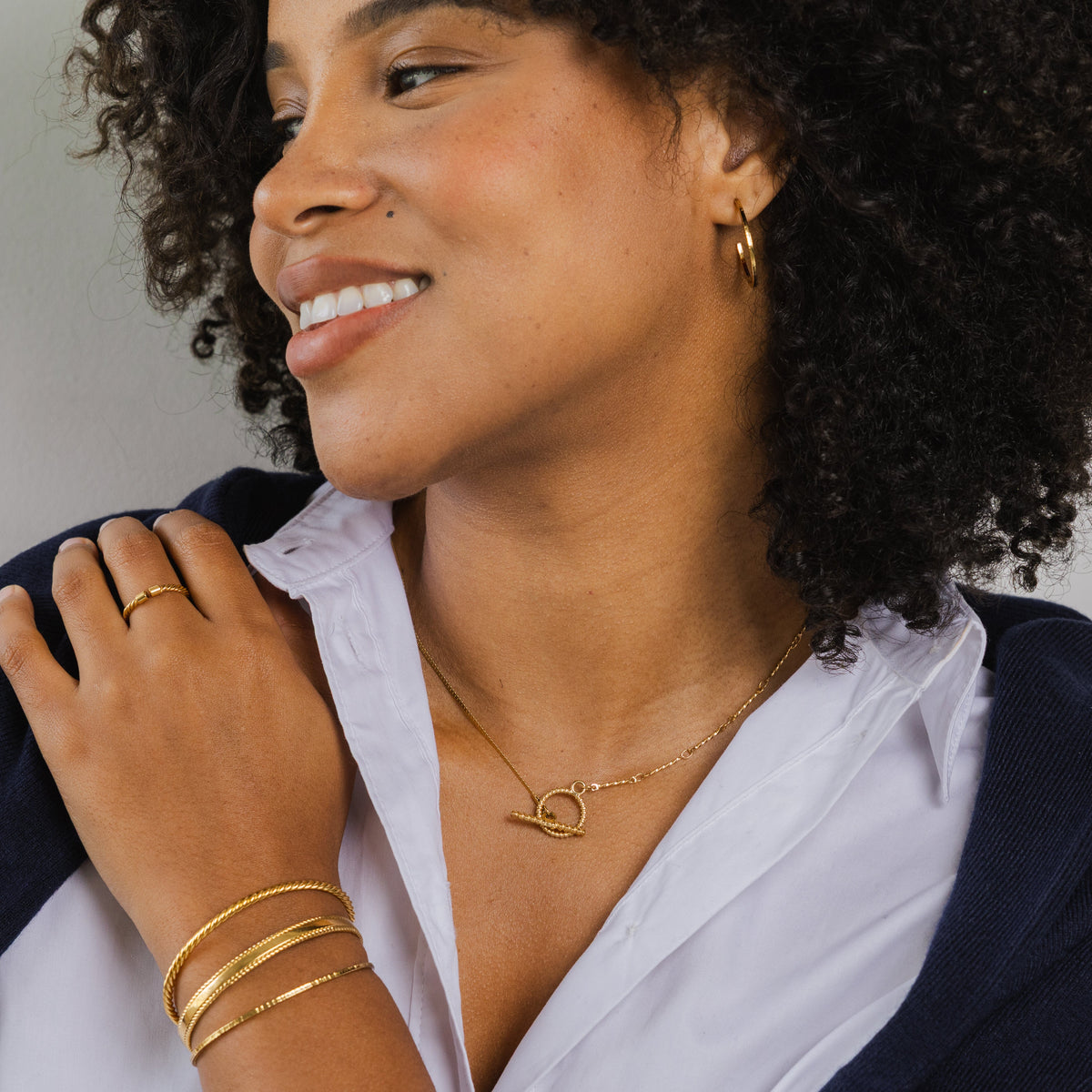 24K Gold Mini Thin Hammered Hoops