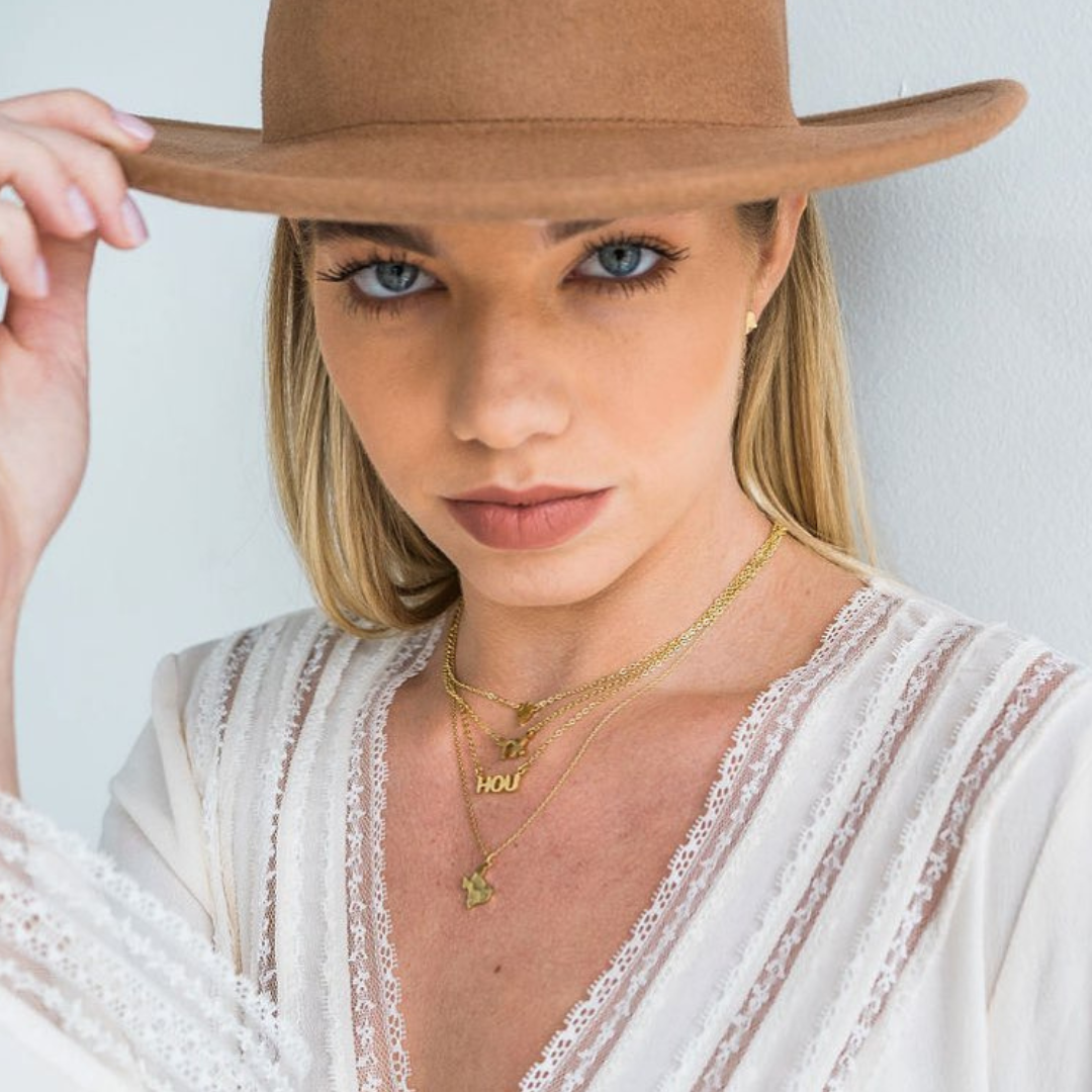 24K Gold Hammered Texas Pendant Necklace