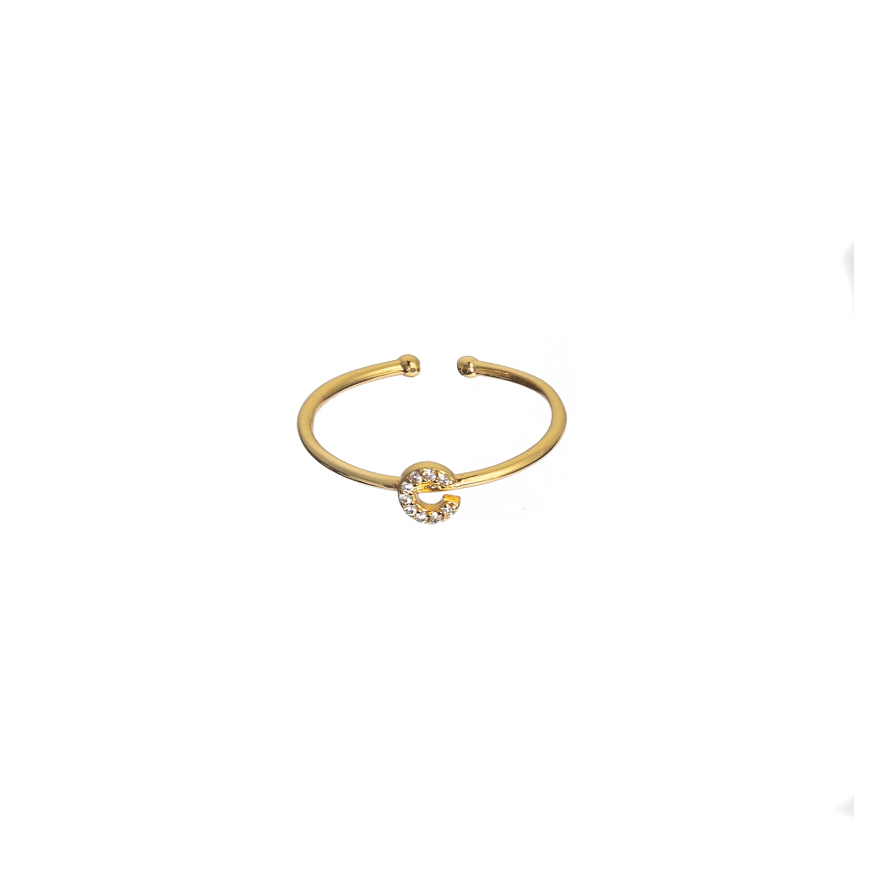 18K Gold Shiny Adjustable Initial Ring