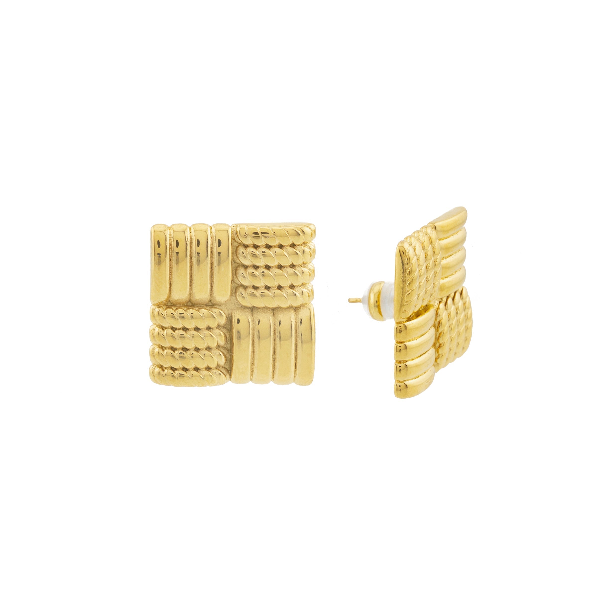 Waterproof Gold Statement Square Earrings