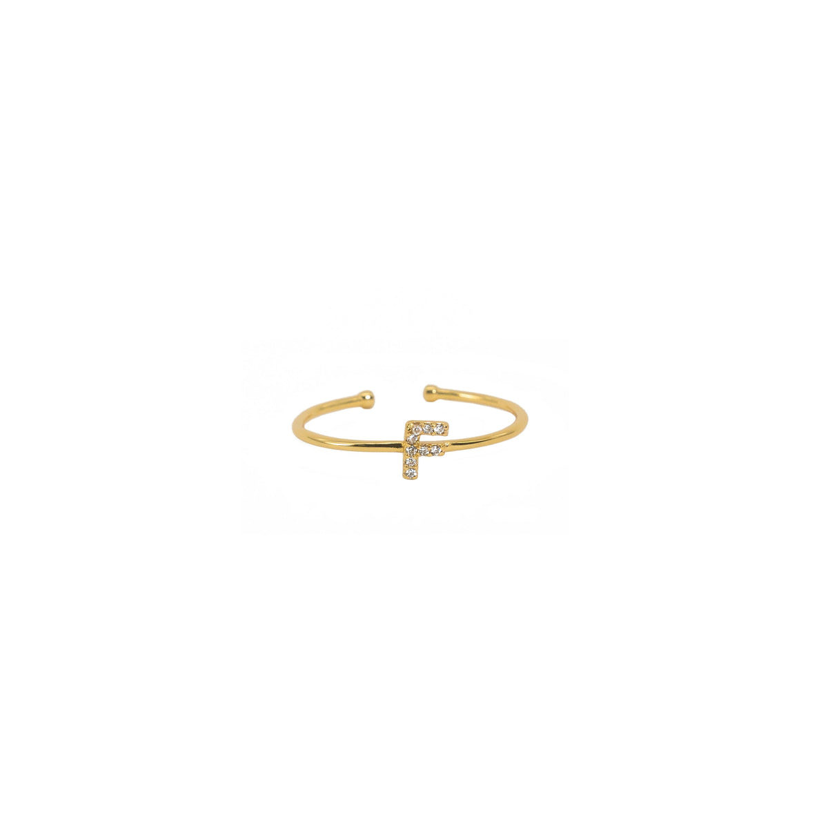 18K Gold Shiny Adjustable Initial Ring