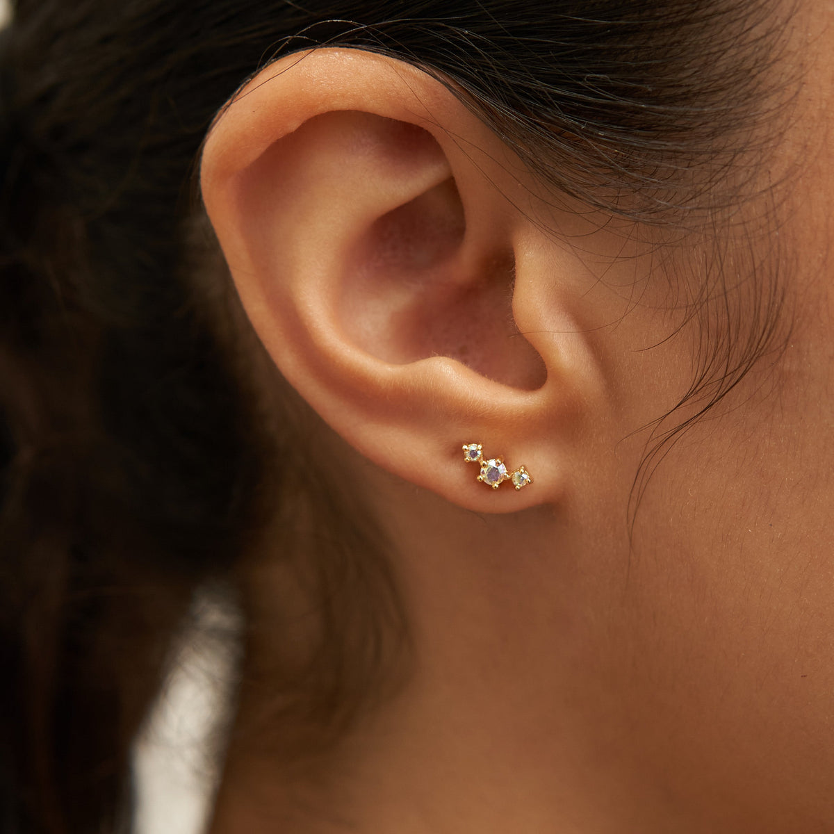 18K Gold Crystal Studs