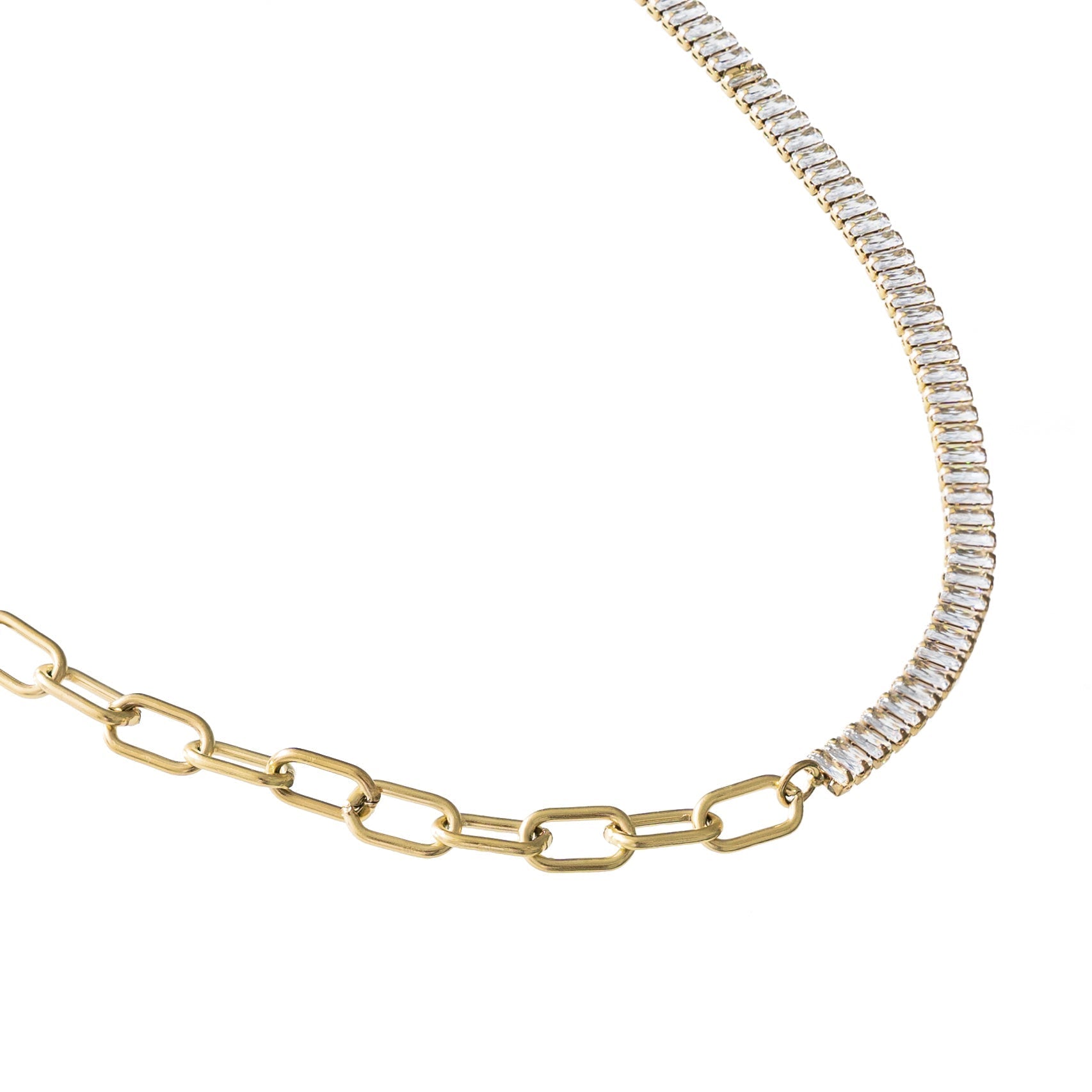 Waterproof Gold Tennis and Paperclip Choker