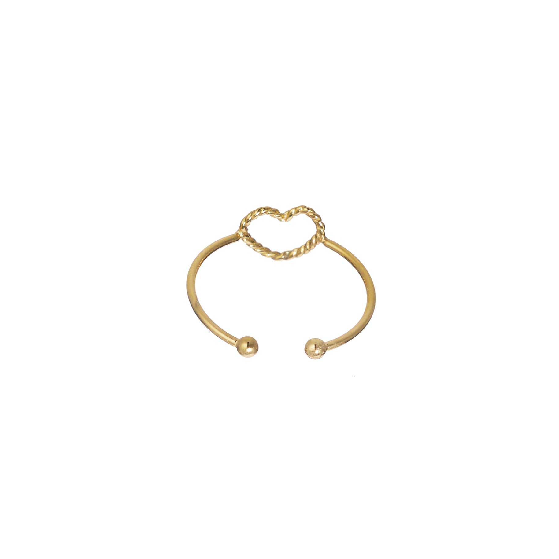 Waterproof Gold Mini Twisted Heart Ring