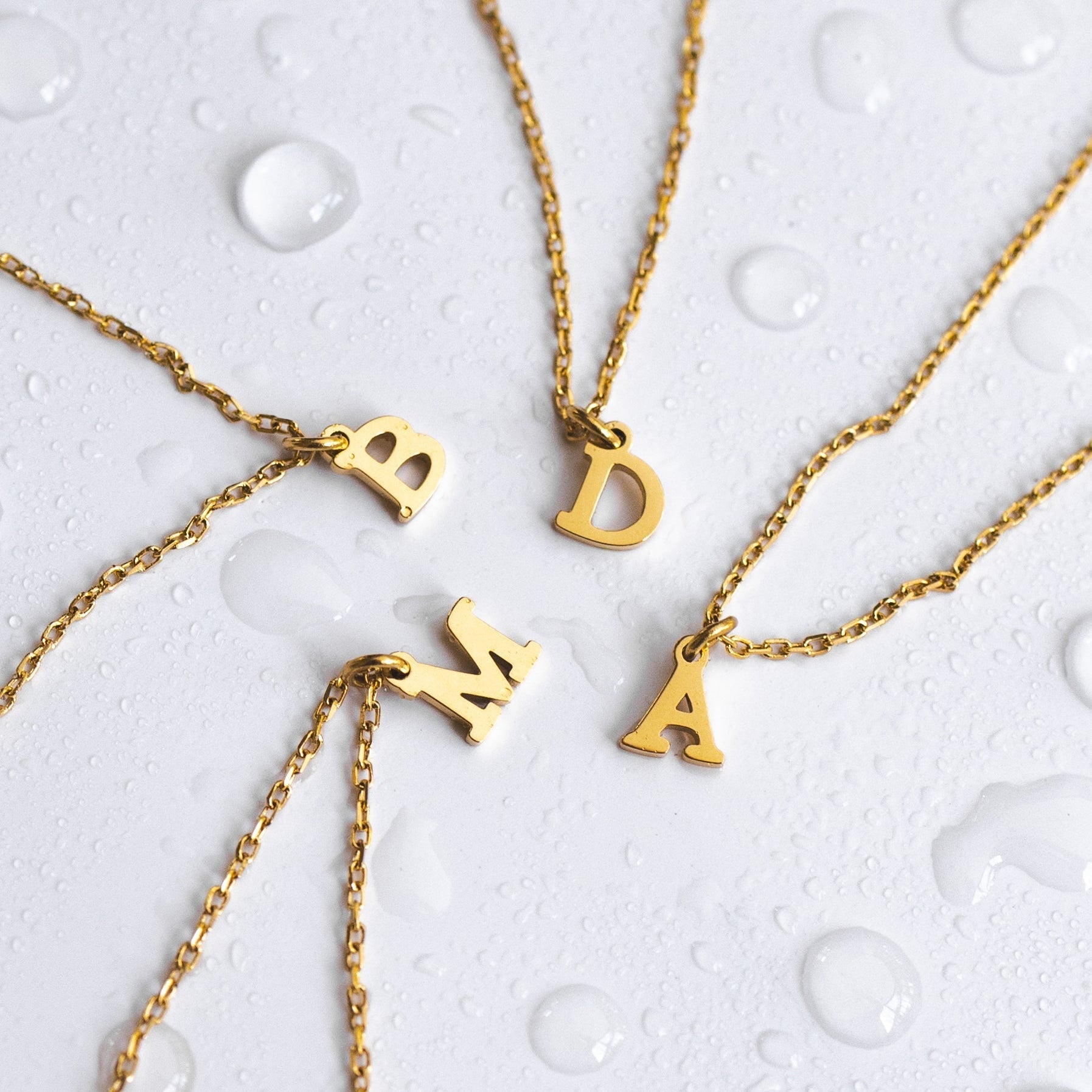 Waterproof Dainty Gold Initial Necklace