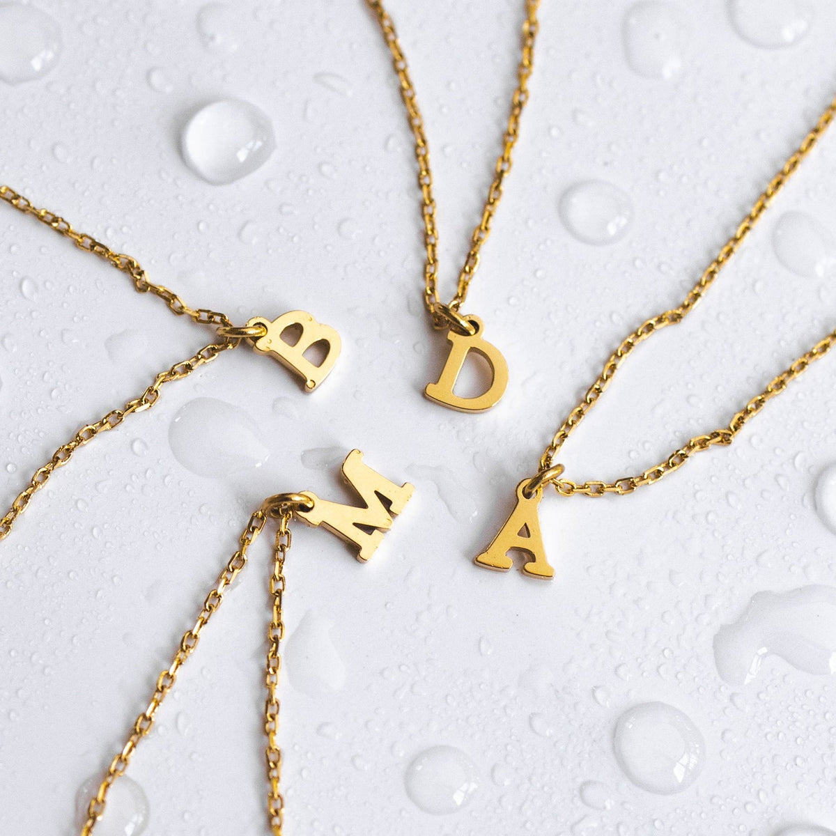 Waterproof Dainty Gold Initial Necklace