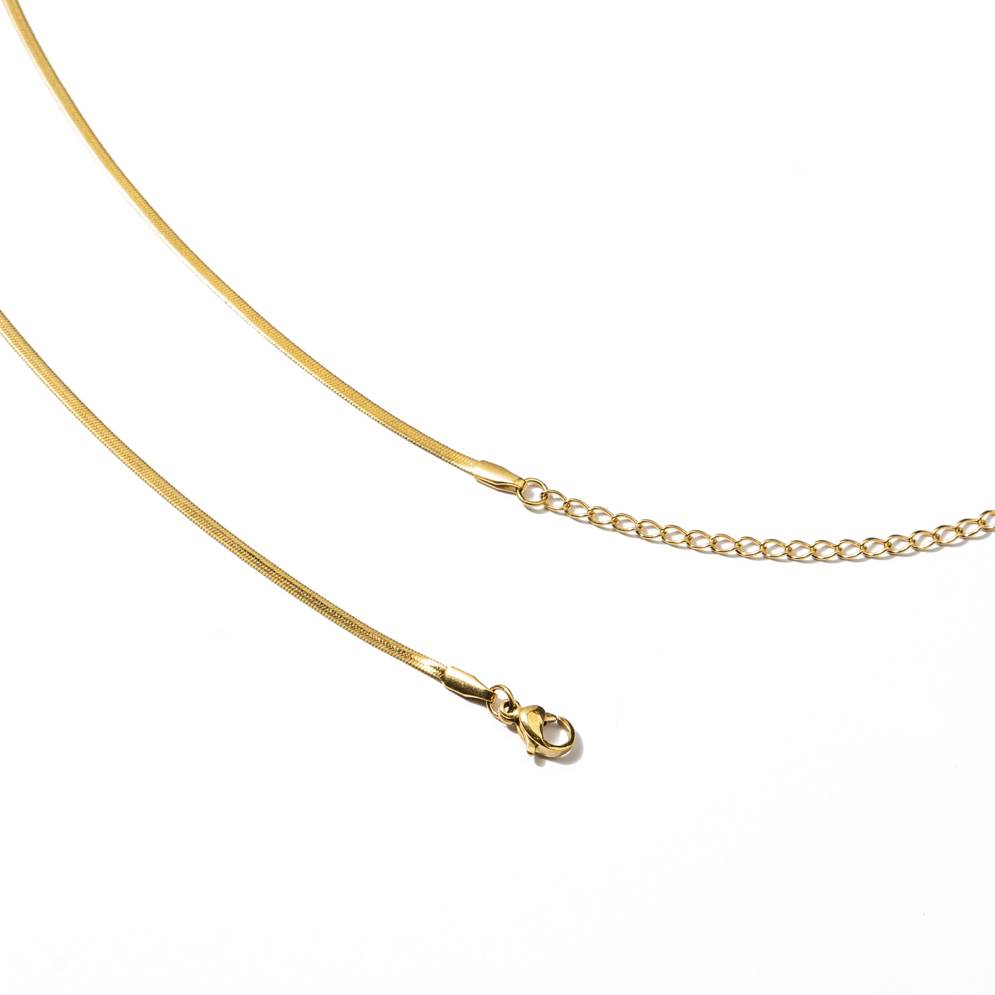 Waterproof Gold Micro Herringbone Necklace