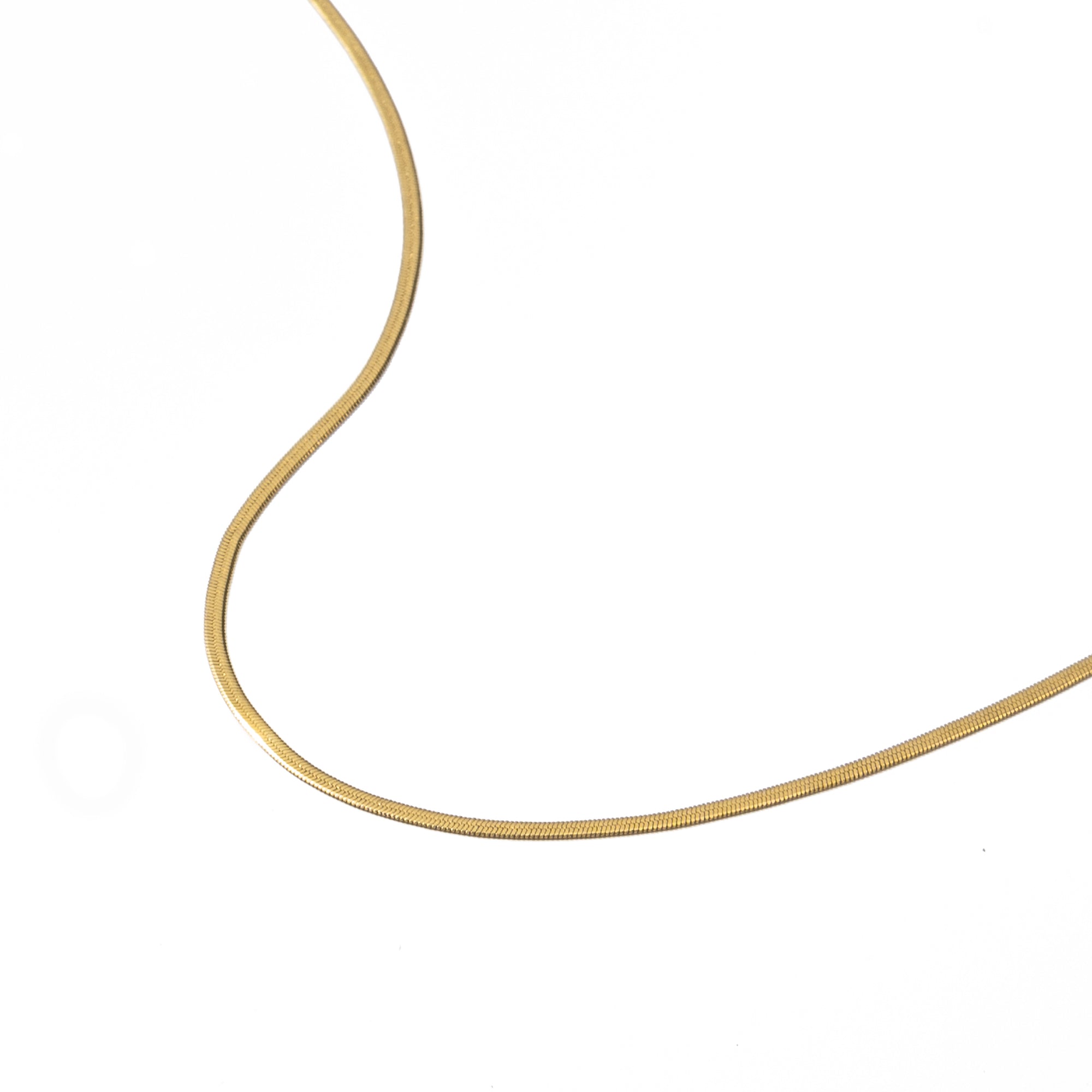 Waterproof Gold Micro Herringbone Necklace
