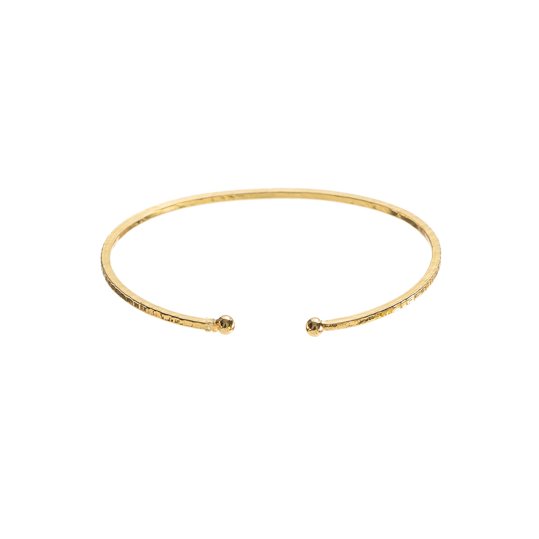 24K Gold Adjustable Thin Hammered Bangle