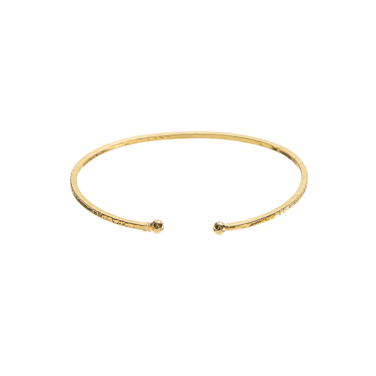 24K Gold Adjustable Thin Hammered Bangle