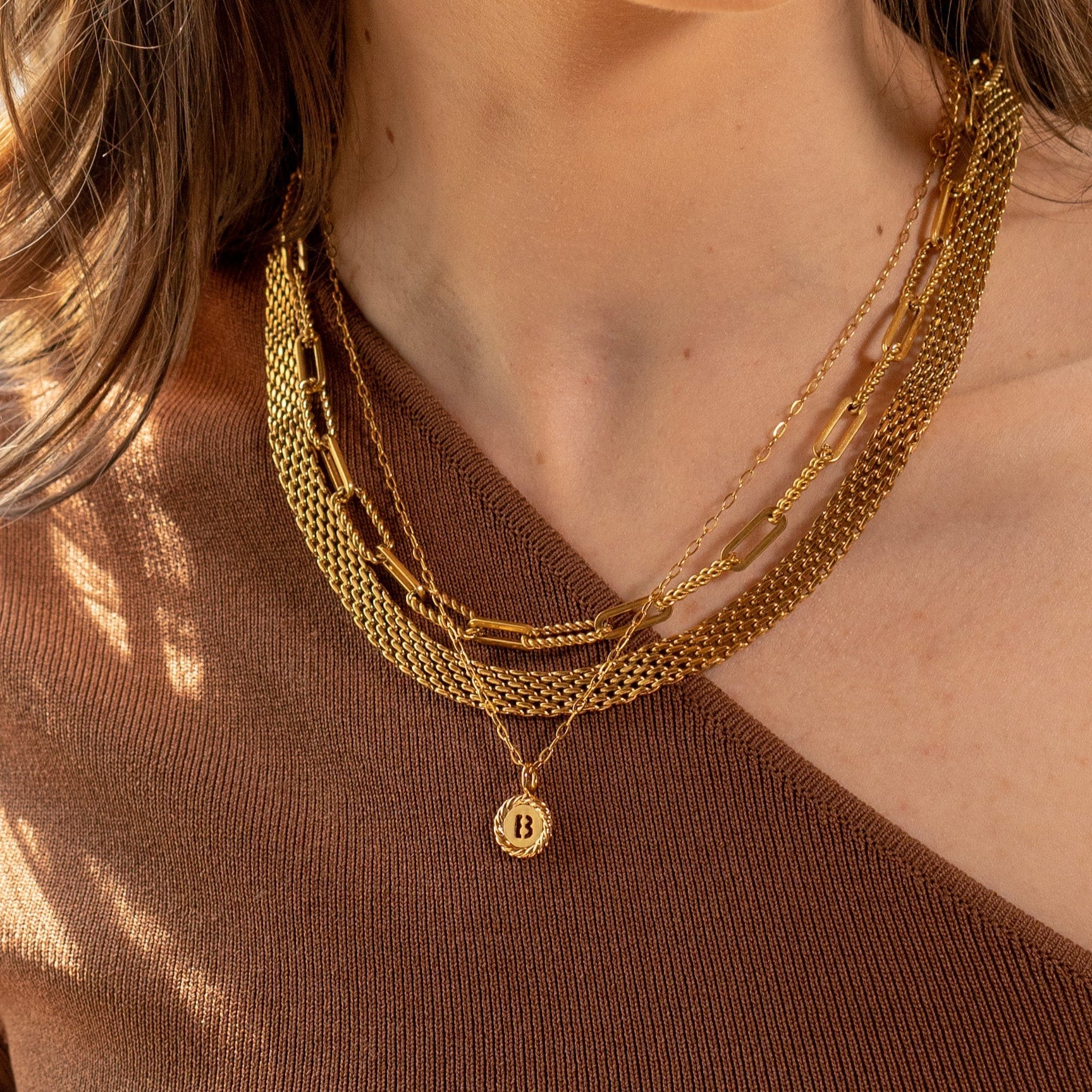 Waterproof Gold Twisted Links Necklace