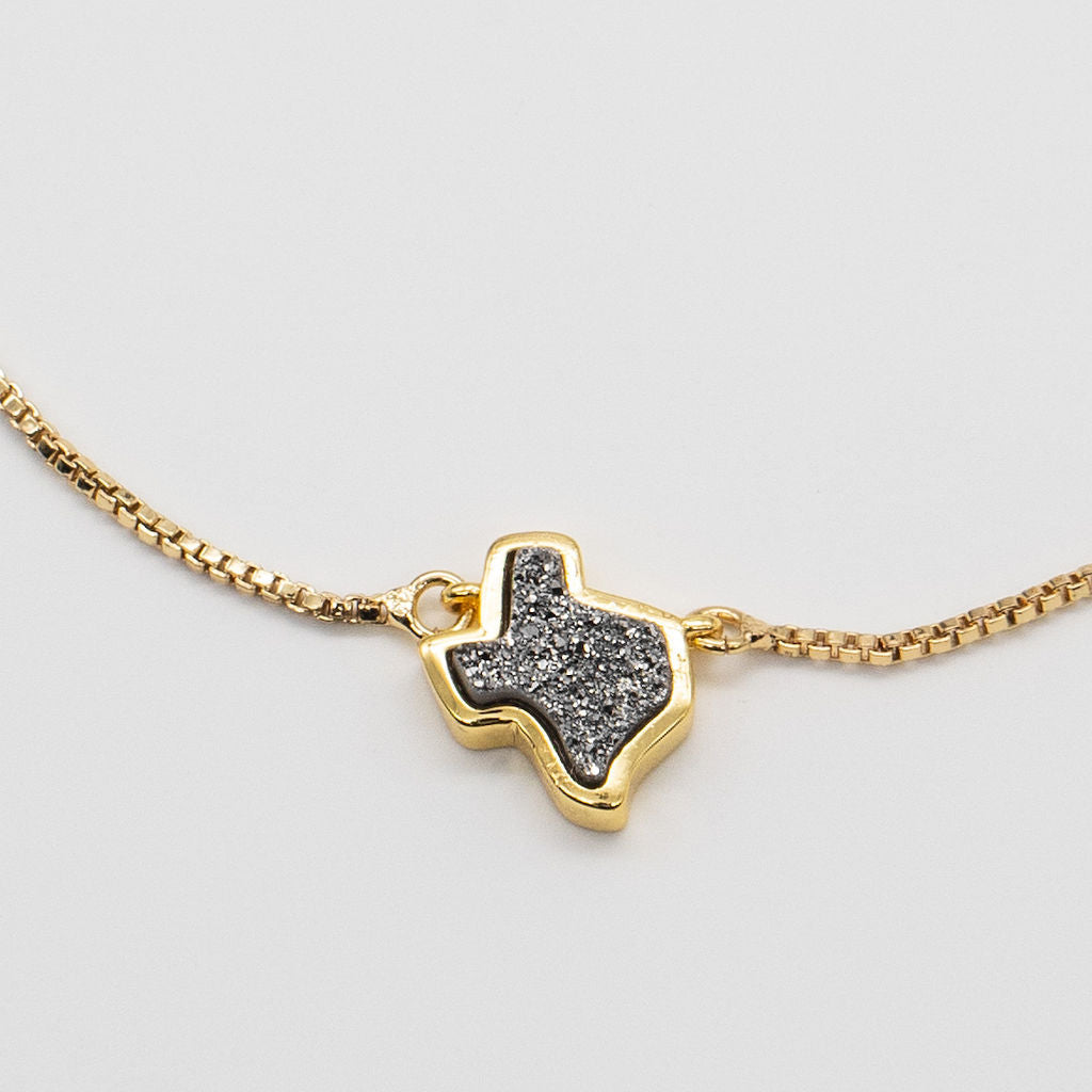 18K Gold Texas Druzy Bracelet in Silver
