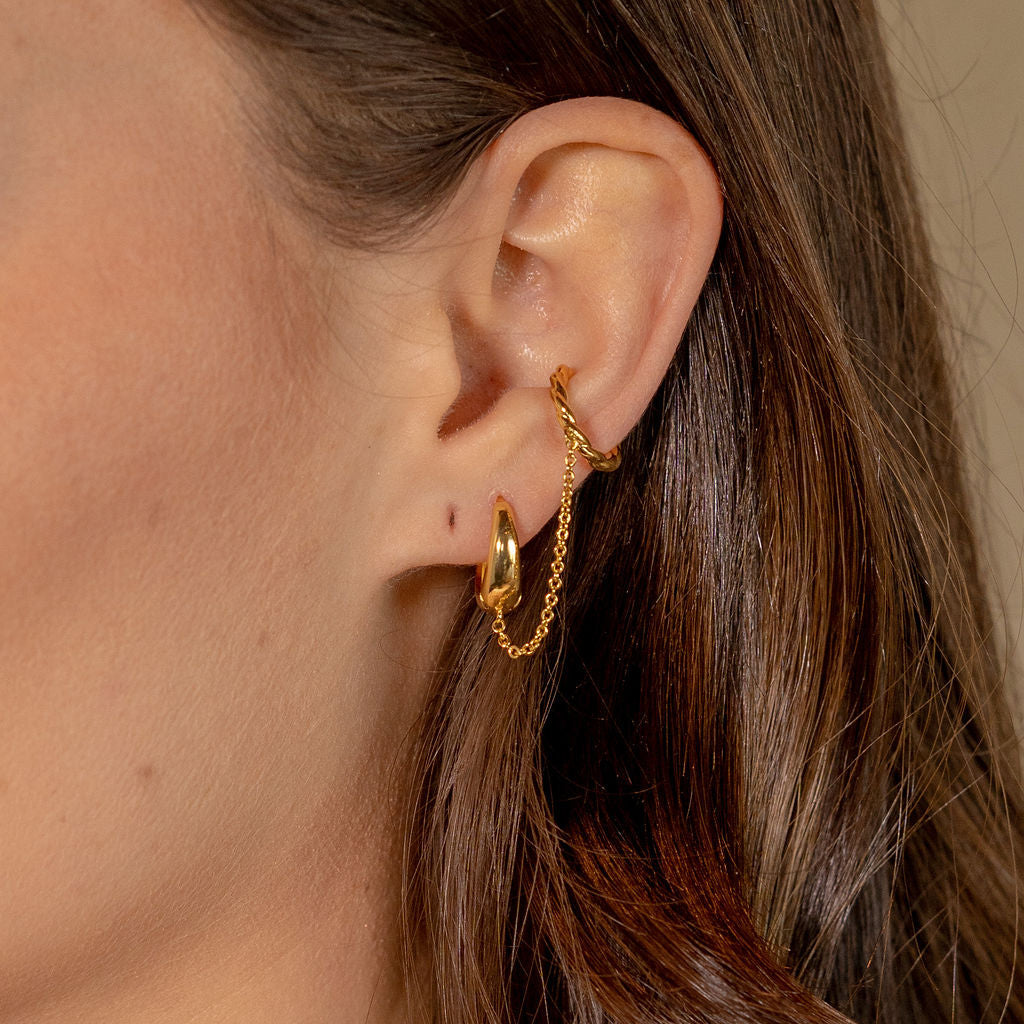 18K Gold Zenith + Twisted ear cuff Single